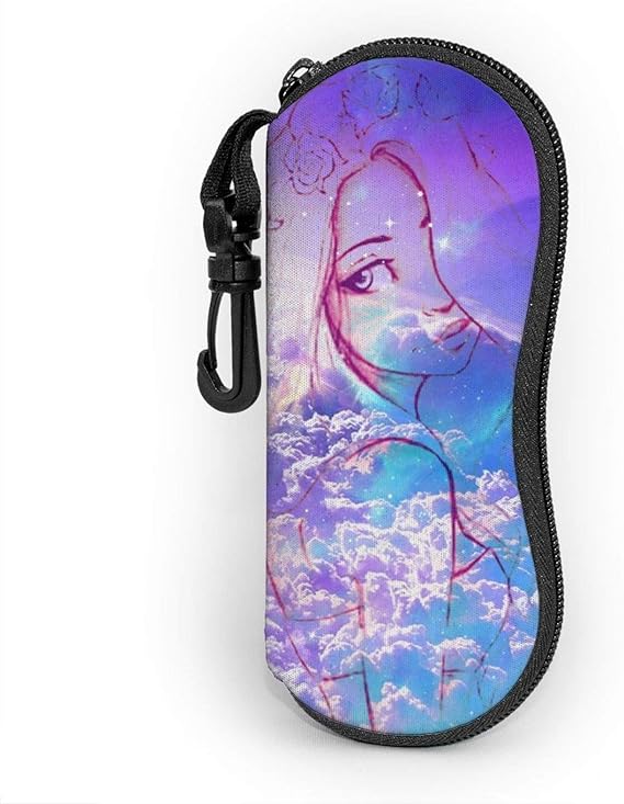 abstract girl Sunglasses Soft Case, Zipper Eyeglass Case with Belt Clip
