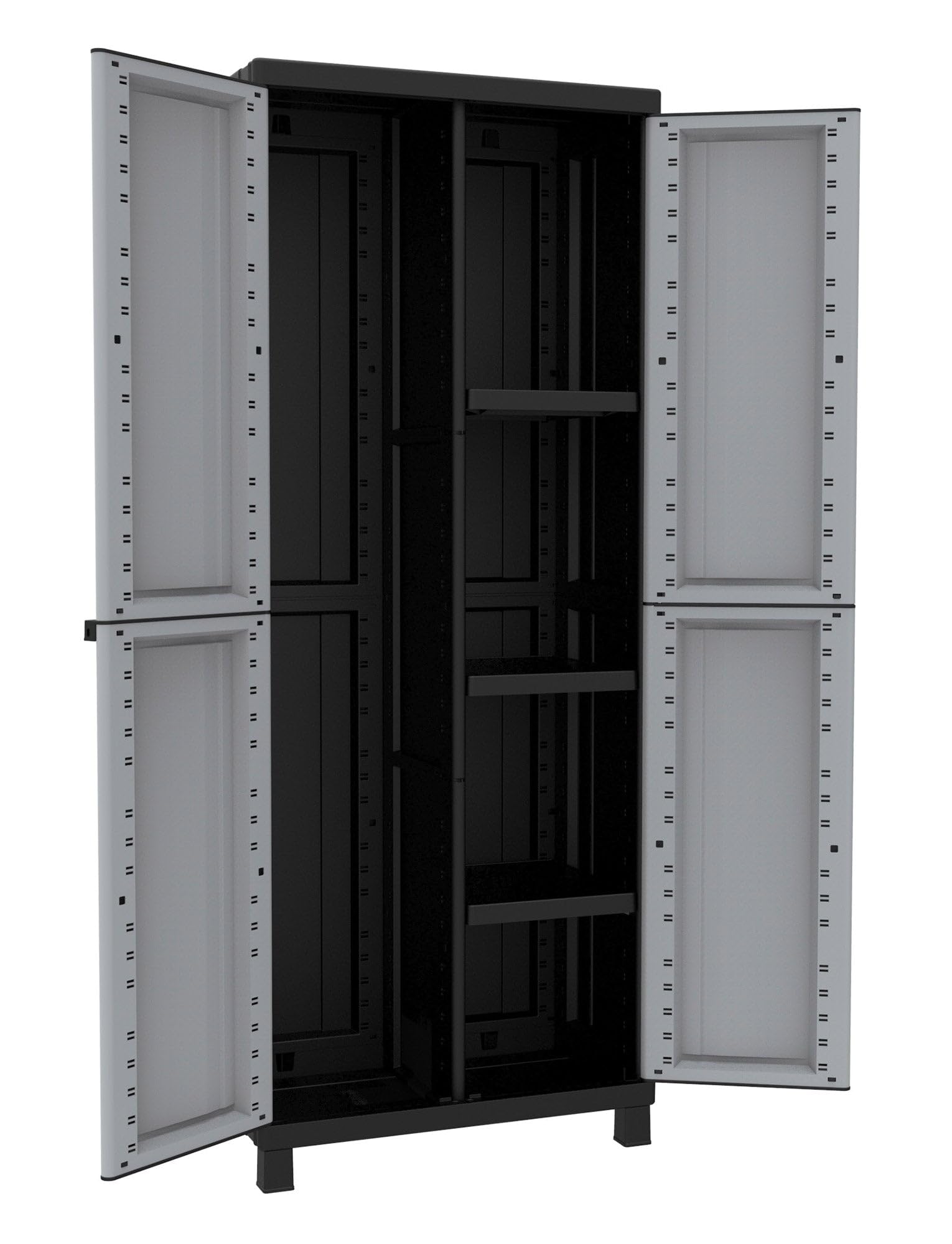 Bonussi Armadio Portascope Modulare da Esterno 68x39x170 cm 2 Ante 4 Ripiani in Polipropilene Twist Grigio e Nero