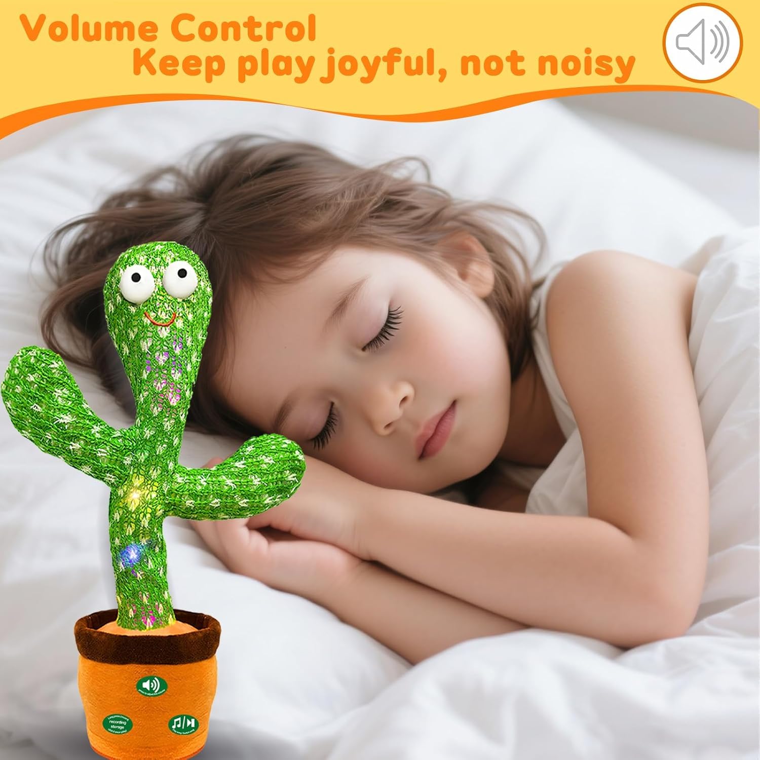 Hunfur (Updated Volume Adjustment) Dancing Mimicking Talking Cactus Toy,Funny Gift for Toddler 1 2 3 Year Old Boy Girl,Singing Record Repeat What You Say Light Up Baby Infant Toys 6-12 12-18 Months