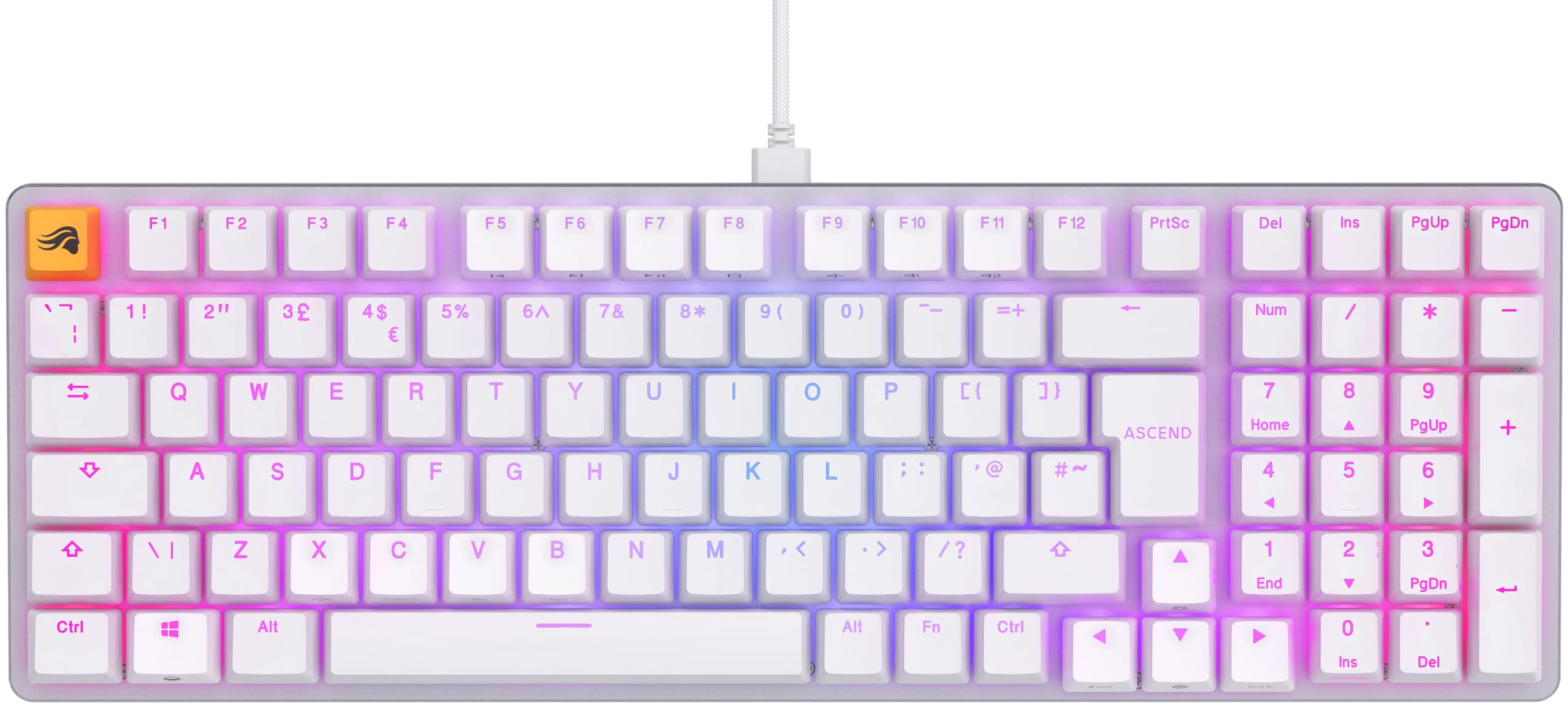 GLORIOUS Gaming GMMK 2 Full Size (96%) - Tastiera da gaming meccanica, struttura in alluminio, personalizzabile, tasti a doppia iniezione, Fox Switches, RGB, layout QWERTY inglese - Bianco