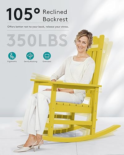 Vista 84 de SERWALL Mecedora de gran tamaño para exteriores, silla mecedora al aire libre de HDPE, azul