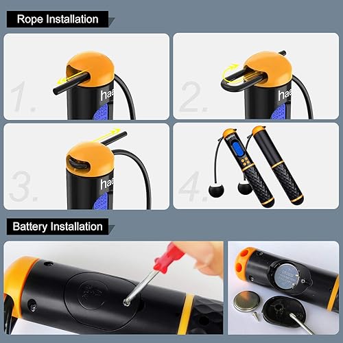 Miniatura 6 de Cuerdas de saltar con contador digital ajustable con contador de velocidad ponderada con círculos de temporizador de calorías de peso para
