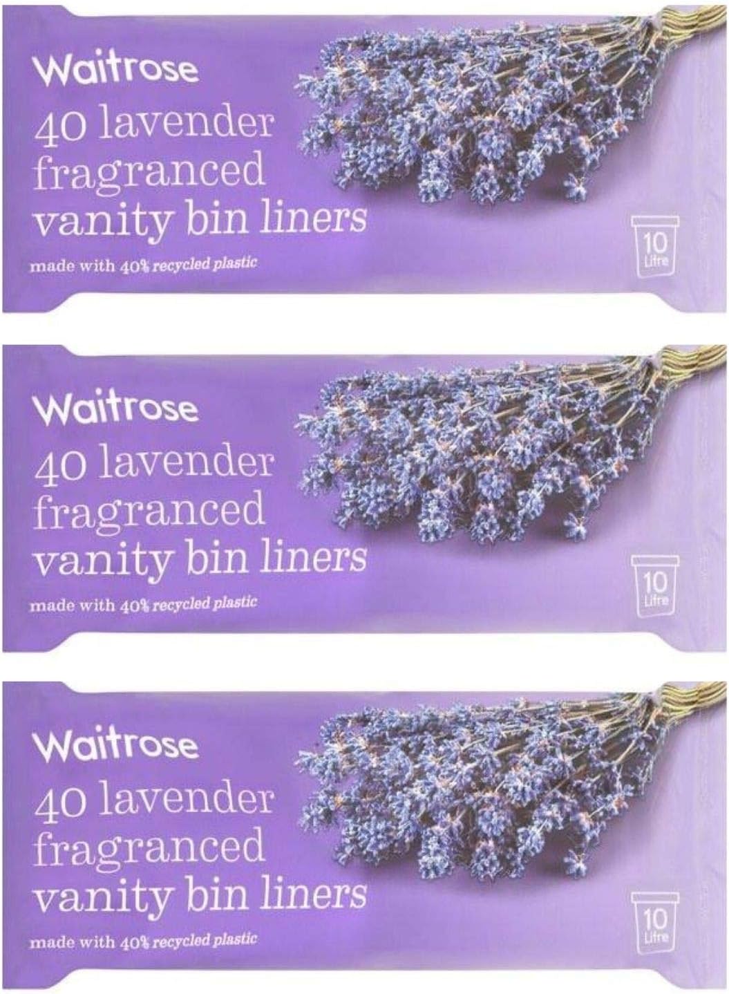 WAITROSE 50 Lavender Fragranced Vanity Waste Bin Liners, 445mm x 460mm ...