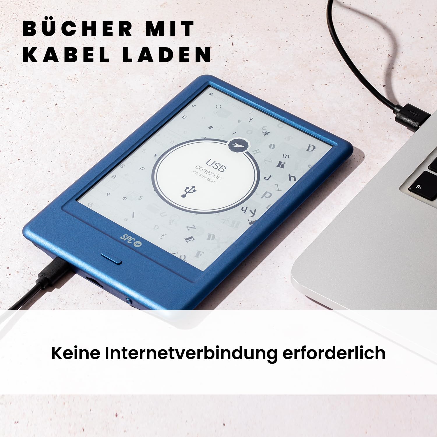 SPC Dickens Light 2 Pro + Schutzhülle | eBook 6 Zoll E-Ink Touchscreen, Einstellbare Helligkeit und Farbtemperatur, 8GB-Speicher, 1 Monat Akkulaufzeit, Leicht und schlank - Blau