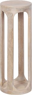 Kate and Laurel Dahl Round Wooden Drink Table 8x23 Whitewash Boho Coastal Accent Pedestal Plant Stand Nightstand