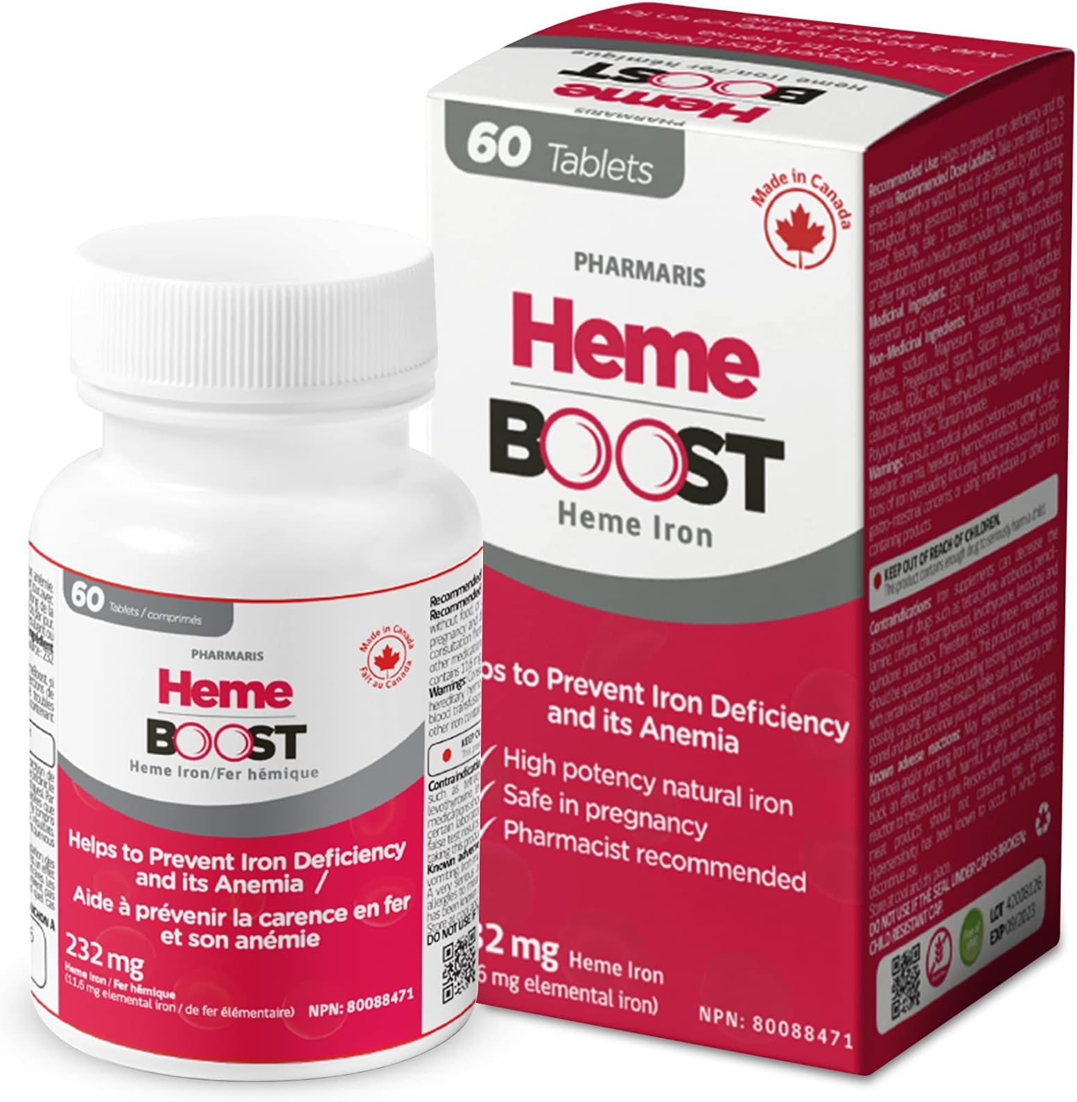 Heme Boost 11.6Mg (232Mg Iron) I 60 Tablets High Potency Natural Iron Supplement Absorption & Gentle On Stomach Pills For Adults Safe Use In Pregnancy