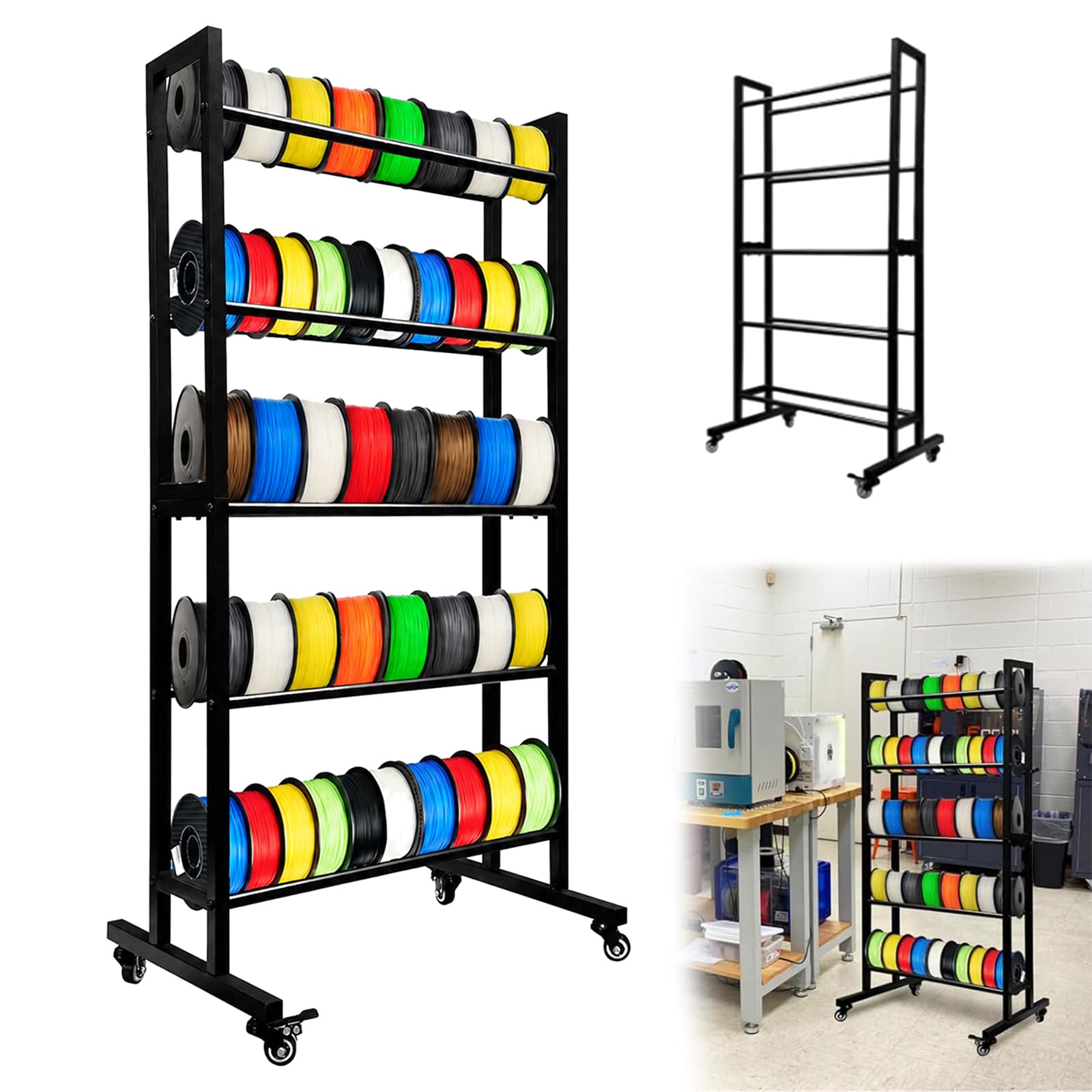 Estante De Almacenamiento De Filamentos De 5 Niveles Para Impresoras 3d, 130x70x22cm, Soporte De Almacenamiento Para Filamentos De ImpresióN 3d Compatible Para Pla, Abs, Petg, Tpu, Madera