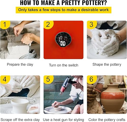 Miniatura 6 de Rueda de cerámica eléctrica con bandeja para trabajos de cerámica - Herramienta de arcilla de bricolaje para arcilla de cerámica
