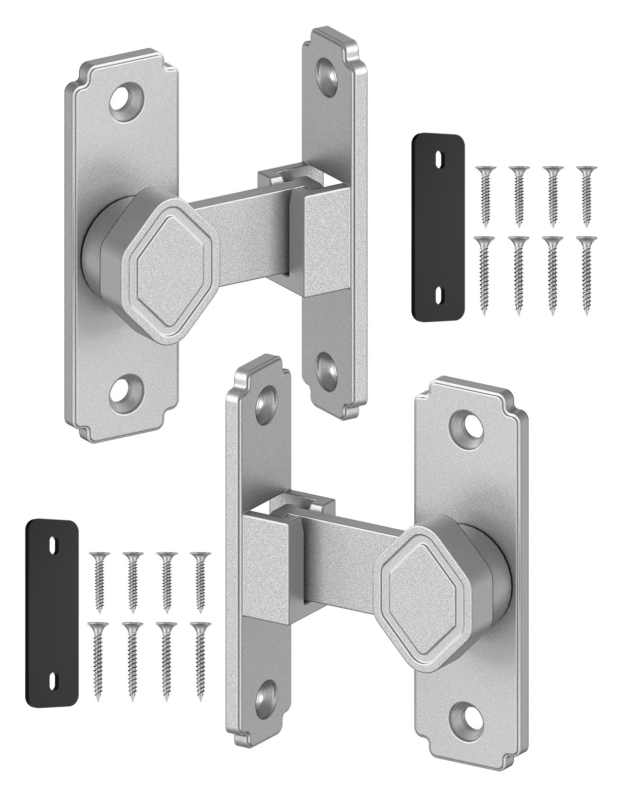 MeBantoo 90 Degree Barn Door Latch with Thickened Spacer for Barn, Cabinet