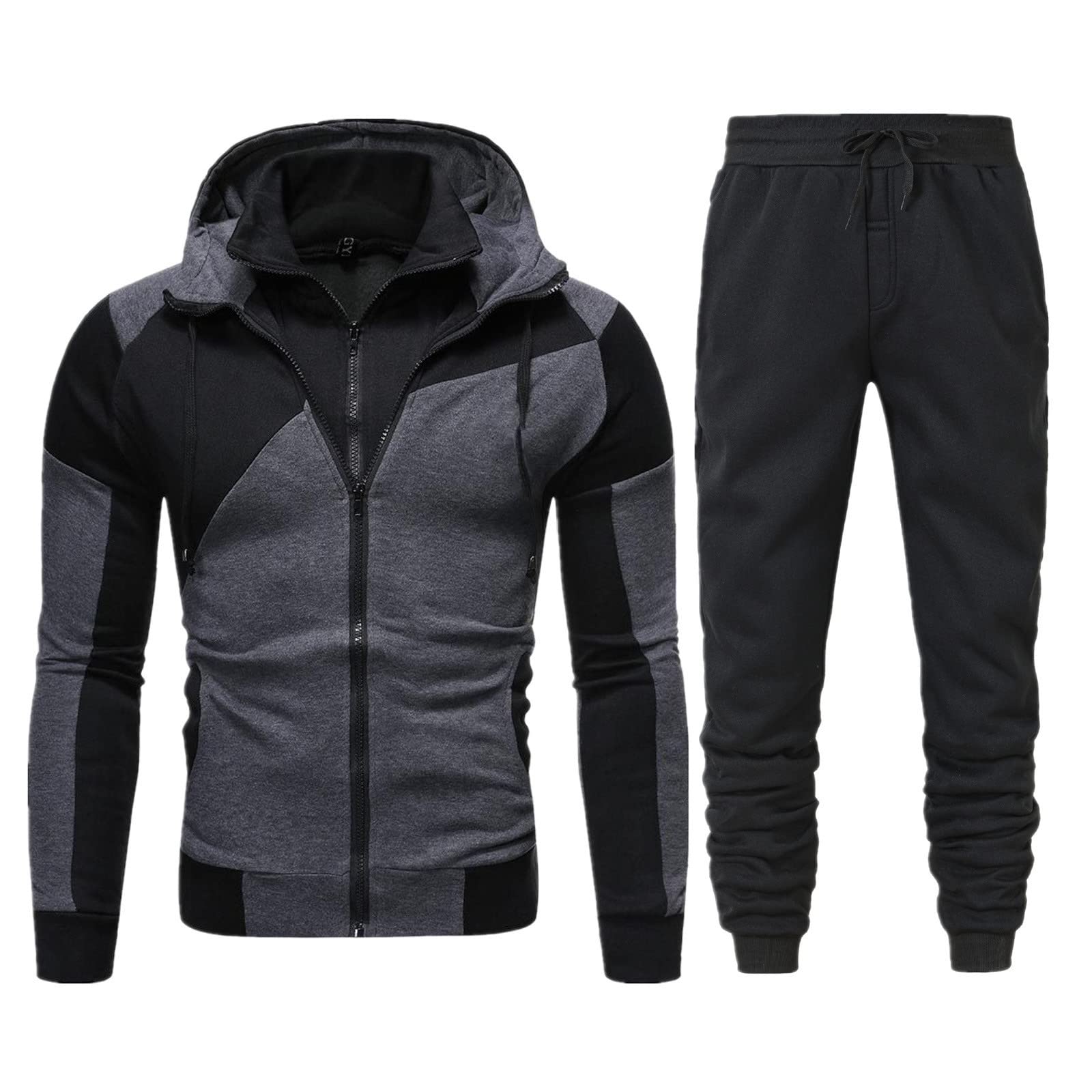 Chándal para hombre XL Chándal para hombre, traje de casa de un solo color, 2 piezas, traje de invierno acogedor para hombre, ropa de calle holgada, chándales de entrenamiento, traje de jogging para