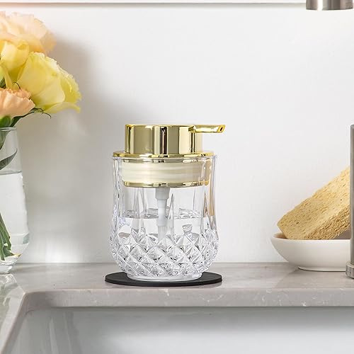 Miniatura 7 de Juego de 2 dispensadores de jabón de vidrio Glod para baño, dispensador de jabón líquido para manos, moderno dispensador de jabón para el hogar para