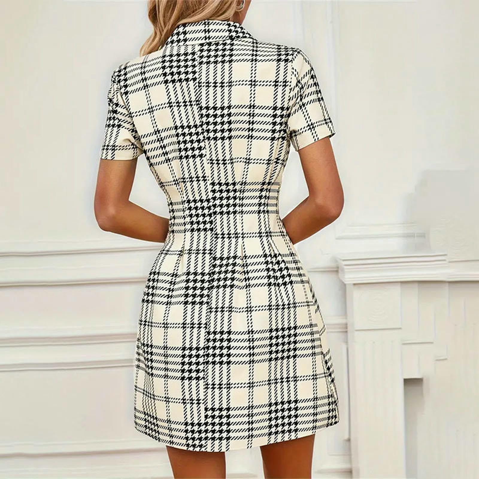 Letnia sukienka damska Lapel Short Sleeve Button Print Koszula sukienka rekreacyjna talia sukienka morelowa XL