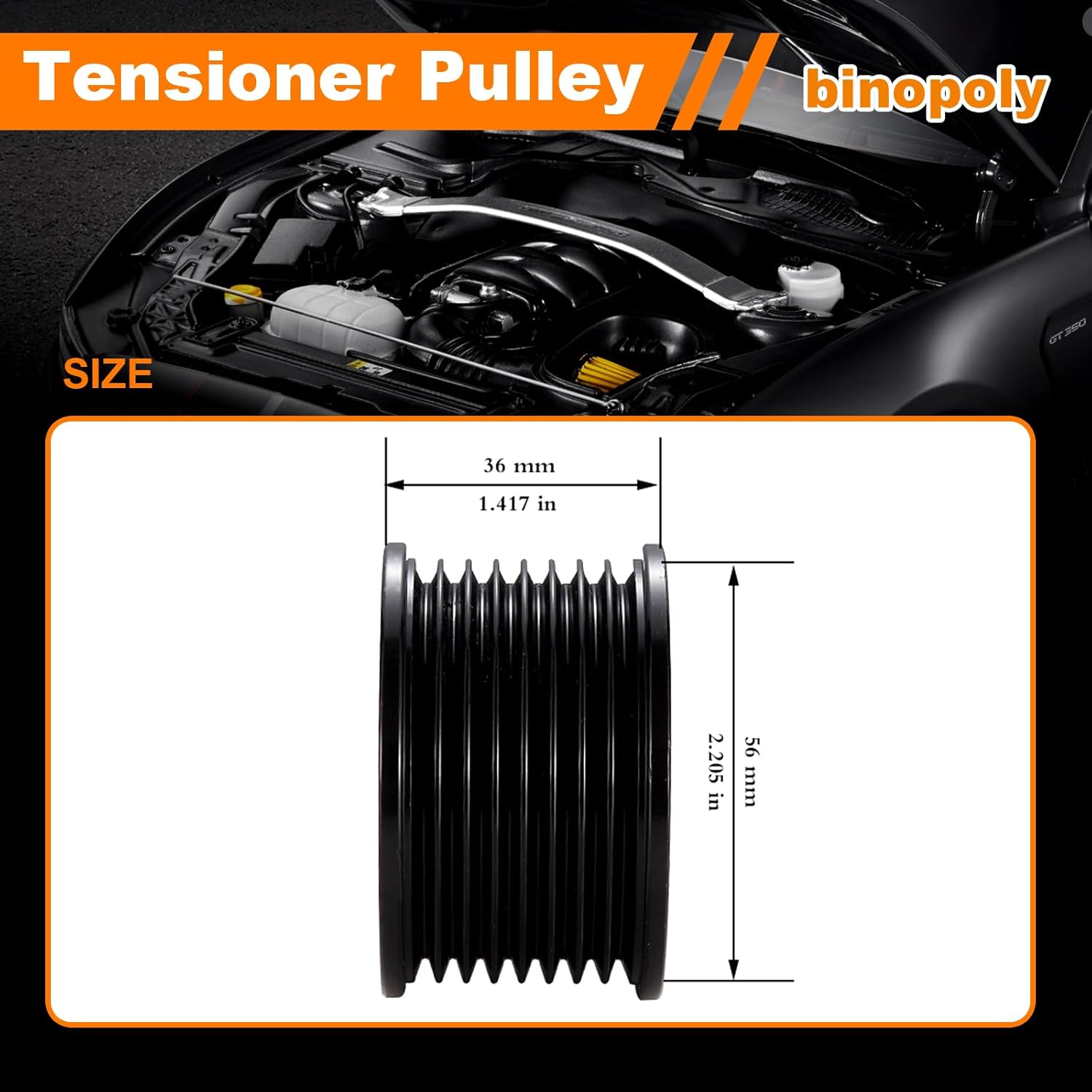 binopoly 36370 Belt Tensioner/Idler Pulley for Lexus GX460 2010-2018/LX570 08-19 Toyota Land Cruiser 08-18/Sequoia 08-18/Tundra 07-18 OE# 89502 1660338010 1660338011