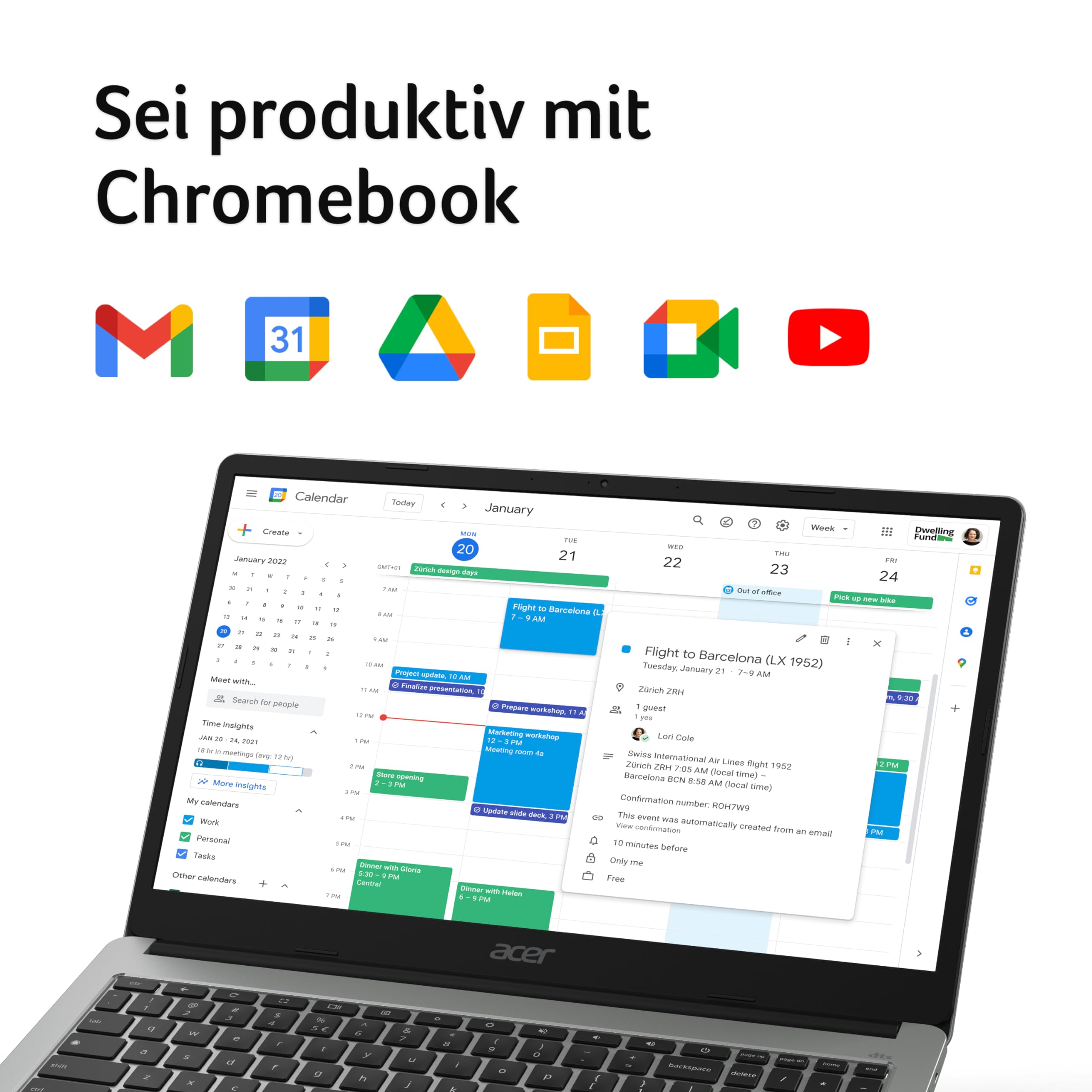 Acer Chromebook 315 (CB315-4H-C2UW) Laptop | 15,6" FHD Display | Intel Celeron N4500 | 4 GB RAM | 64 GB eMMC | Intel UHD Graphics | Google ChromeOS | Silber