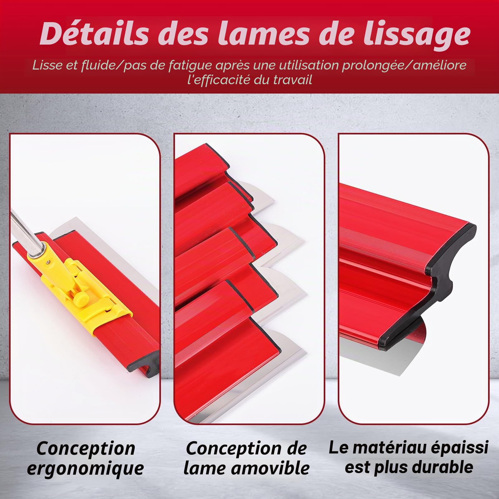 11Pcs Spatule Enduit, Jeu De Grattoirs Professionnels Avec Manche Télescopique/Boîte de Rangement, Grattoirs en Acier Inoxydable Parfaitement Lisses 25/40/60/80 CM, pour Ciment Et Béton, Construction