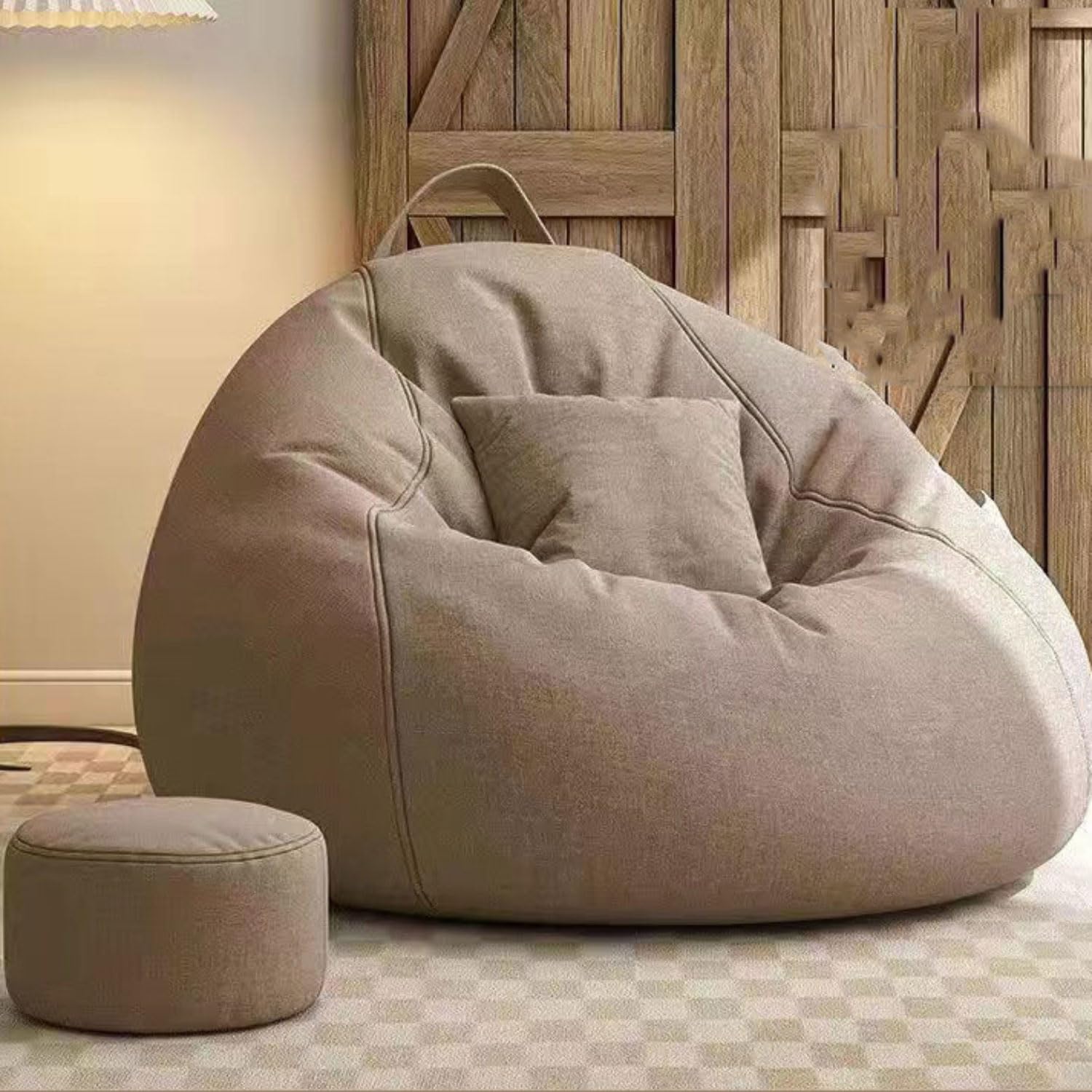Puff Salón de Lino con Reposapies Puff Pera con Relleno de Espuma Incluido, Óptimo Apoyo para la Espalda Bean Bag Sofa Puff GiganteSofa Puf Gigante Moderno para Adultos o Decoracion Habitacion Juven