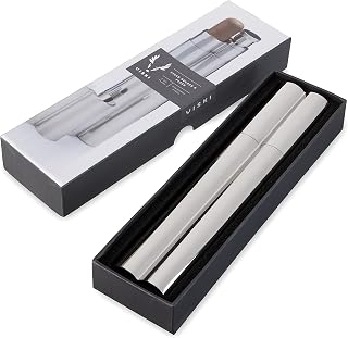 Viski Stainless Steel Cigar Holder with 2 oz Liquor Flask, Slim & Elegant Single Cigar Case with Pocket Flask for Men, Perfect for Whiskey, Bourbon, or Scotch, Set of 1, Silver