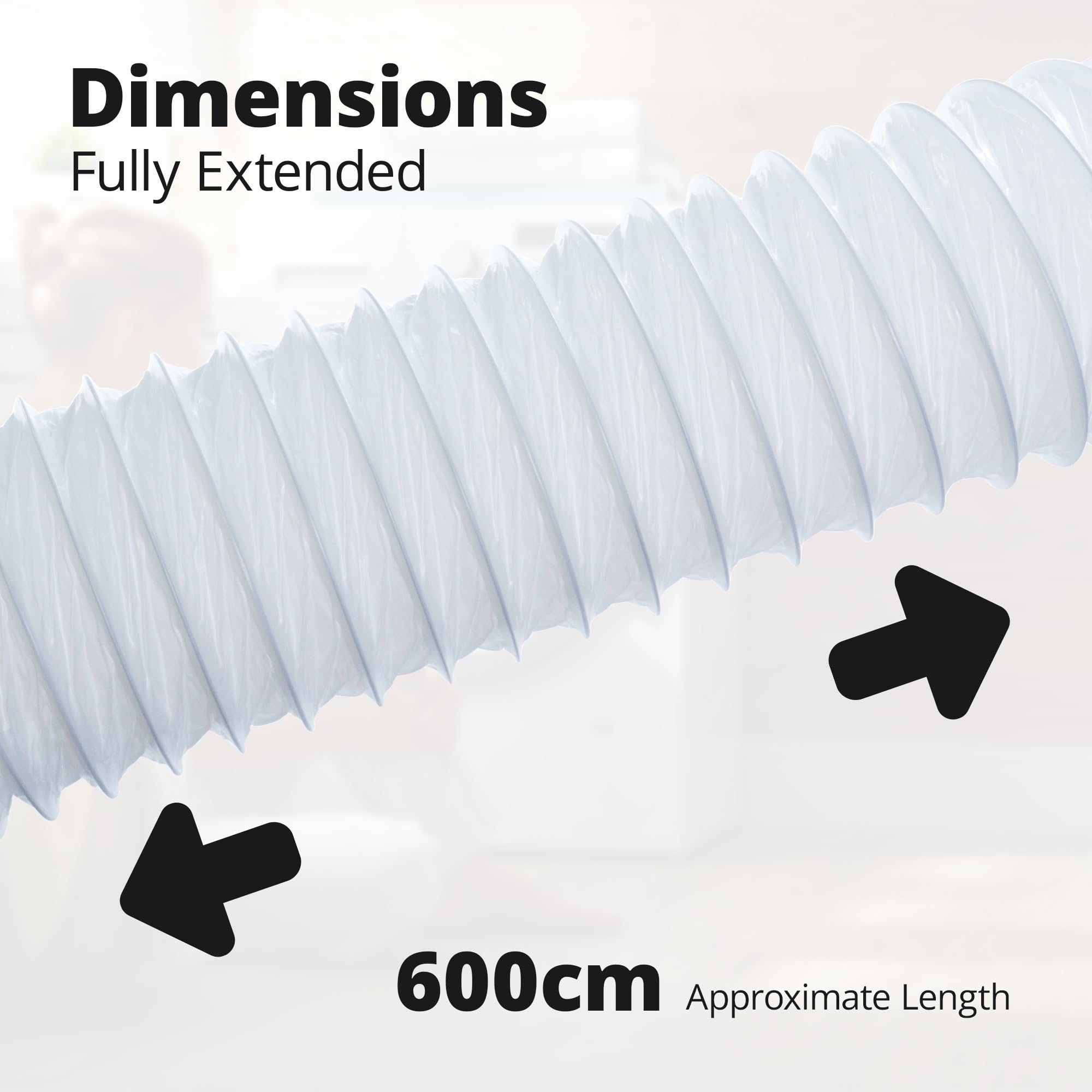 Tubo flessibile per aria condizionata, 152 mm x 6 m, per asciugatrice, condizionatore d'aria, cappe aspiranti, prese del sistema di ventilazione, bianco P0092/152/35, tubo flessibile in plastica PVC