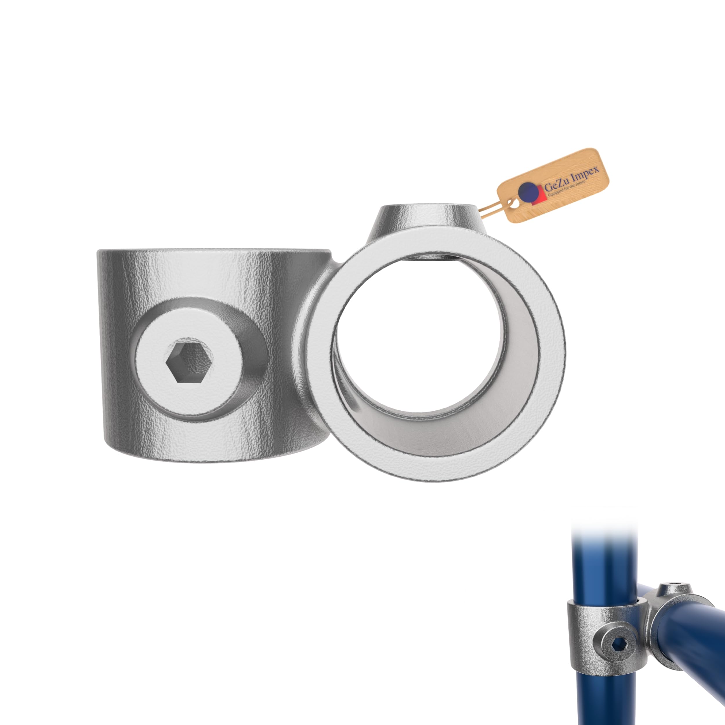 Gezu Impex Galvanised Offset 90� Crossover Clamps � 27 Mm Hot Dip Silver Tube Clamps Crossover Joint 90�