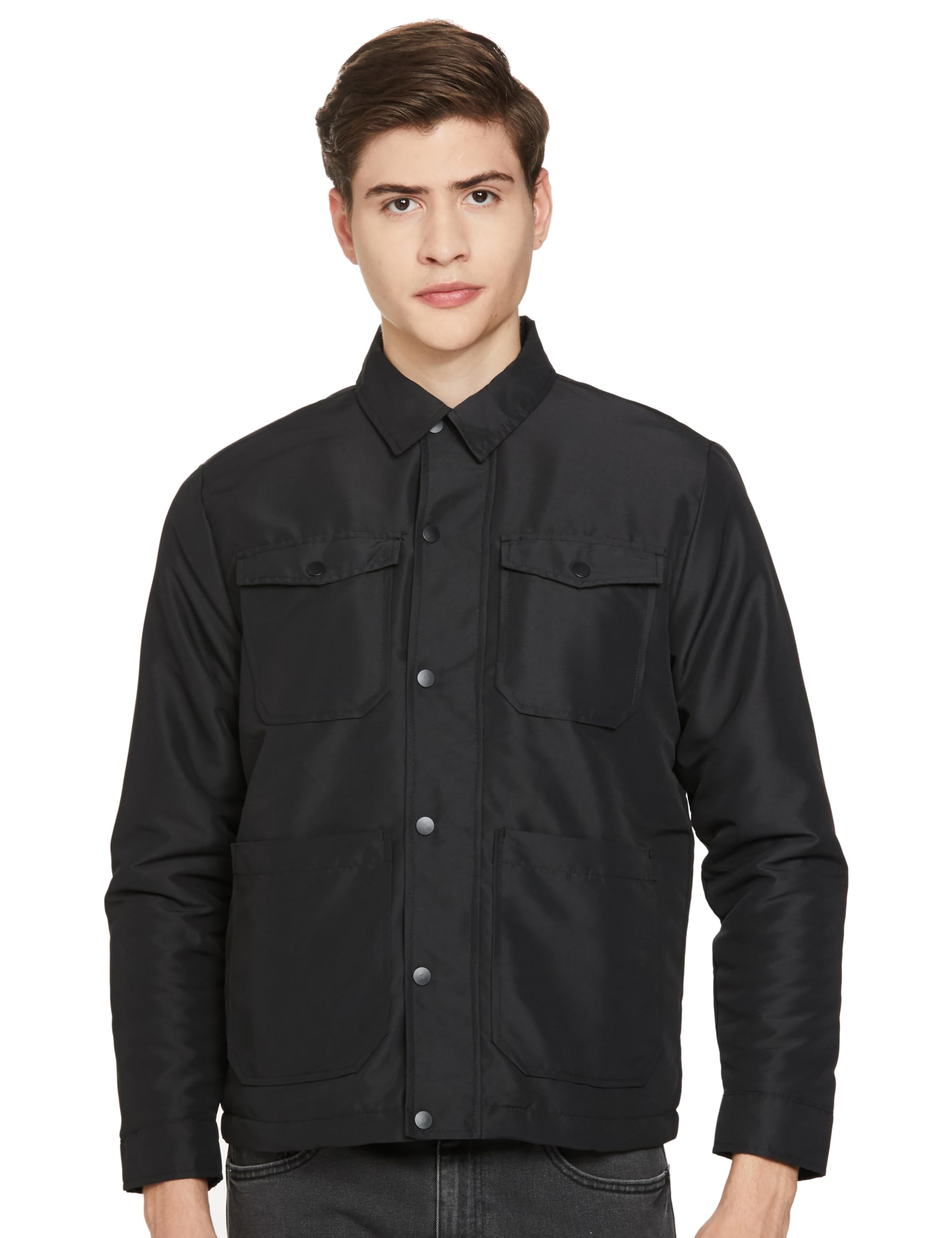 Ketch Men's Polyester Regular Fit Black Jacket in black