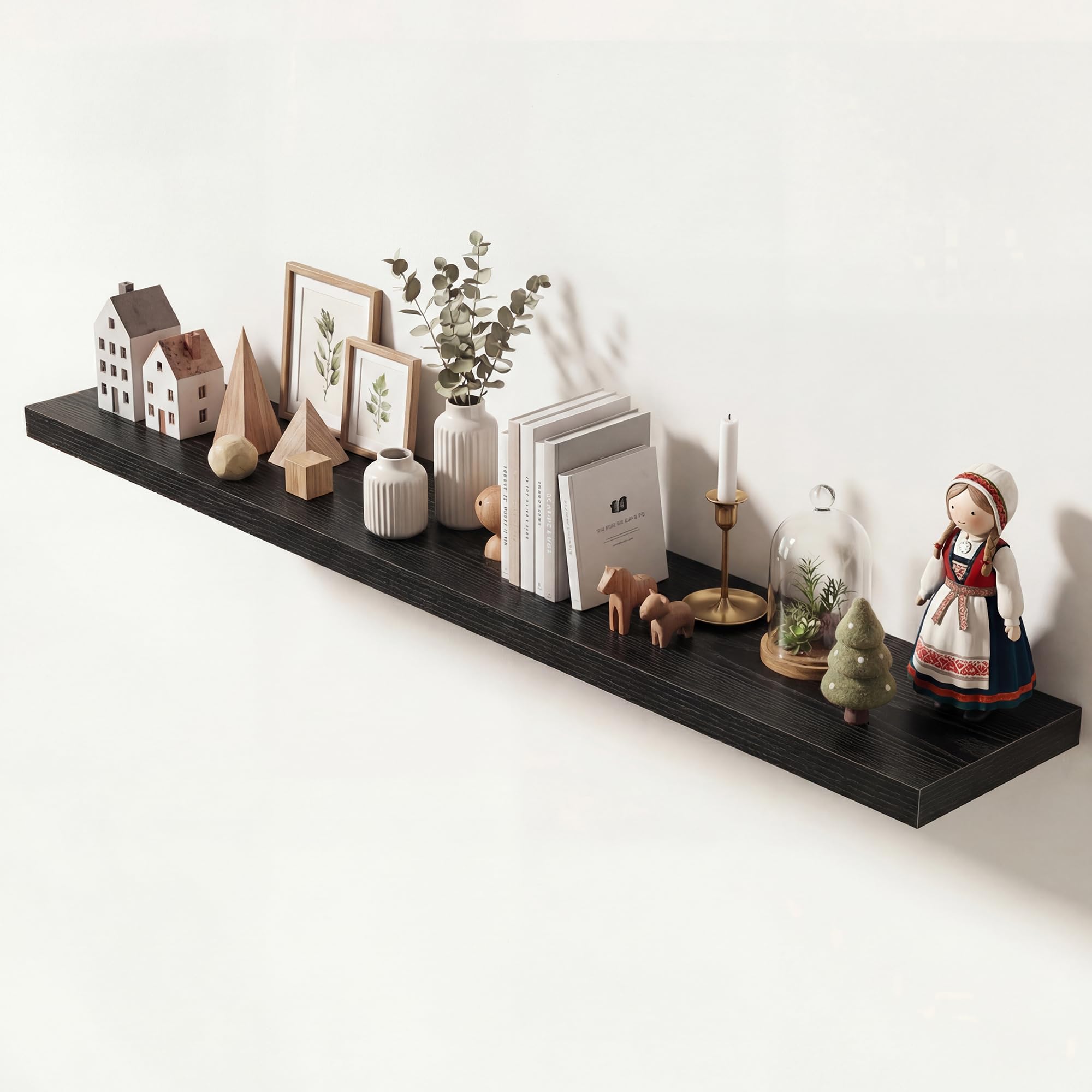 Dreamland 72 Inches Floating Shelves for Wall,9.3" Deep Long Floating Shelves Set of 1,Large Display &amp; Storage Shelf,Wall Shelf for Bathroom Bedroom Living Room Kitchen Office,Black