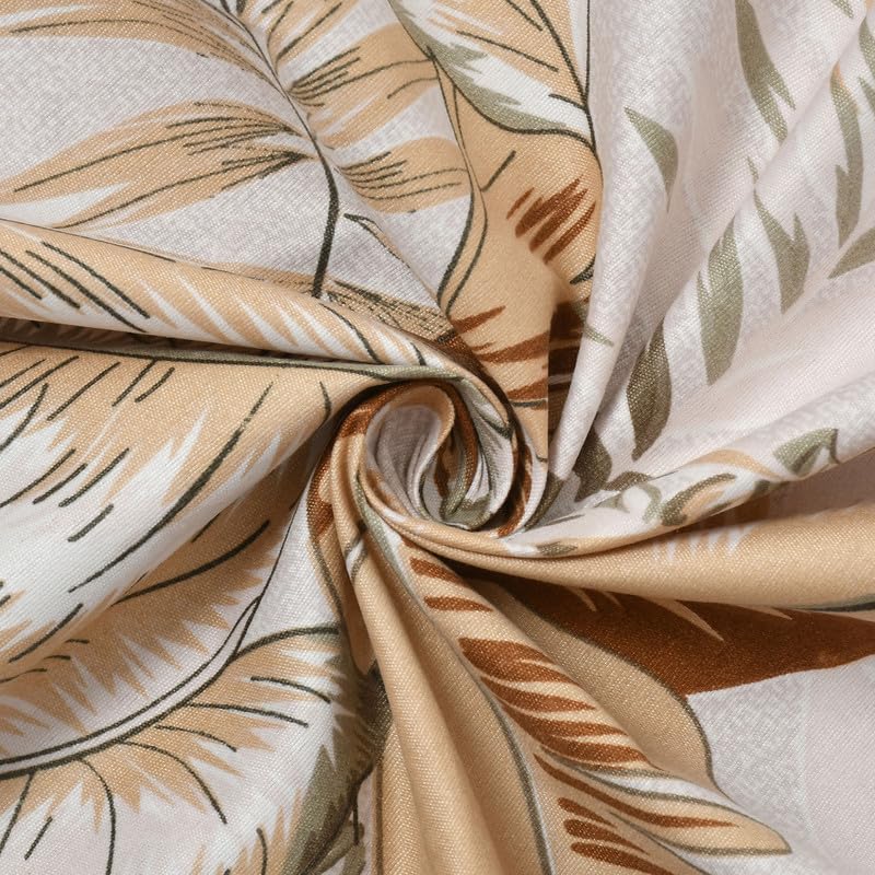 Image of NEW LEAF Cotton Fitted King Size Bedsheets with 2 Pillow Covers | Elastic Fitted | Wrinklefree | Ultrasoft |Winter Bedsheet 220 tc tc Floral | 710x72+10 Inches, Almond