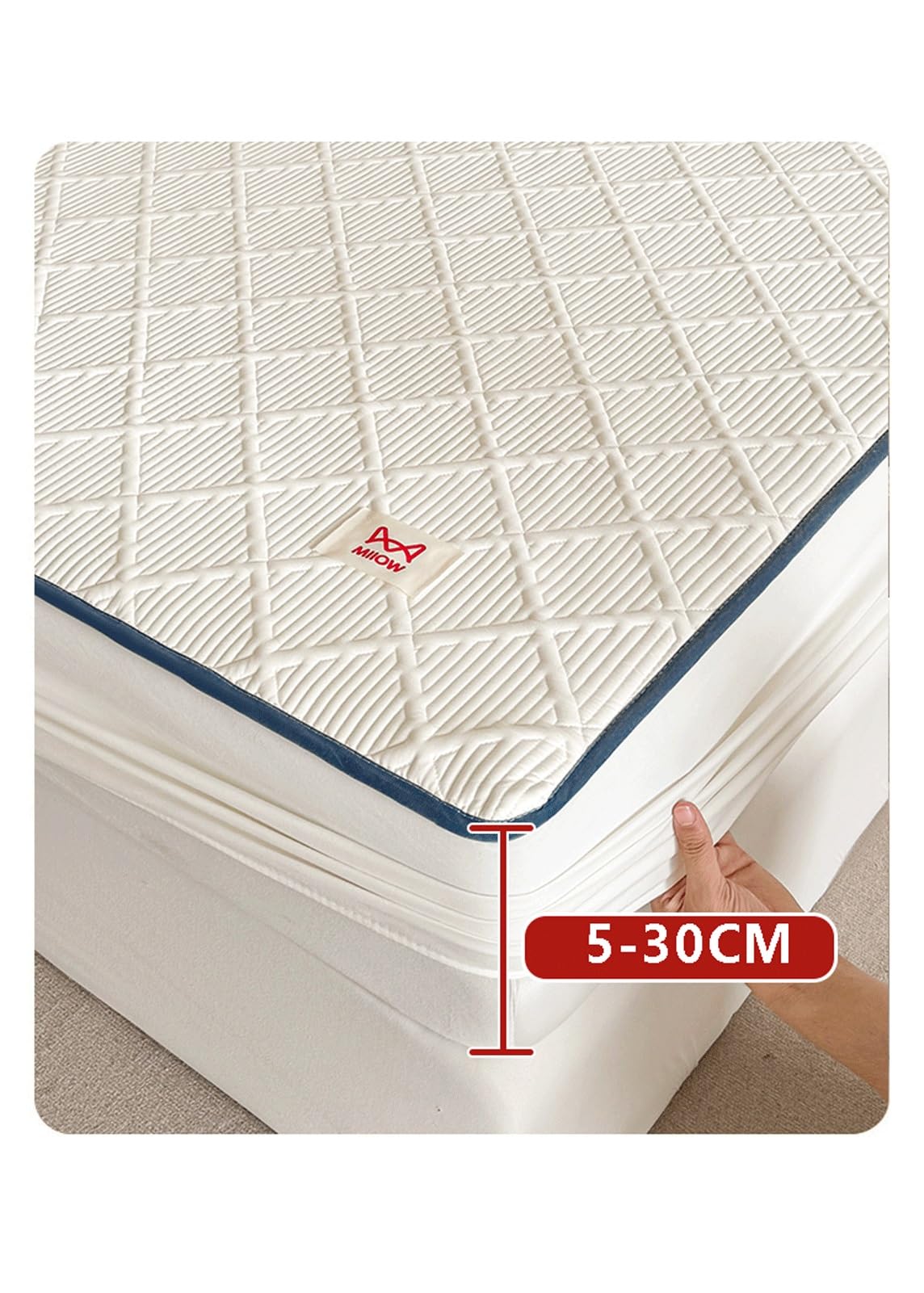 Gesteppte Matratzenauflage 150x200cm 180x200cm Matratzenauflage Weich und Atmungsaktiv Matratzenschoner Dehnbar Auf 30 cm(Green,150x200cm+48x74cm x2)