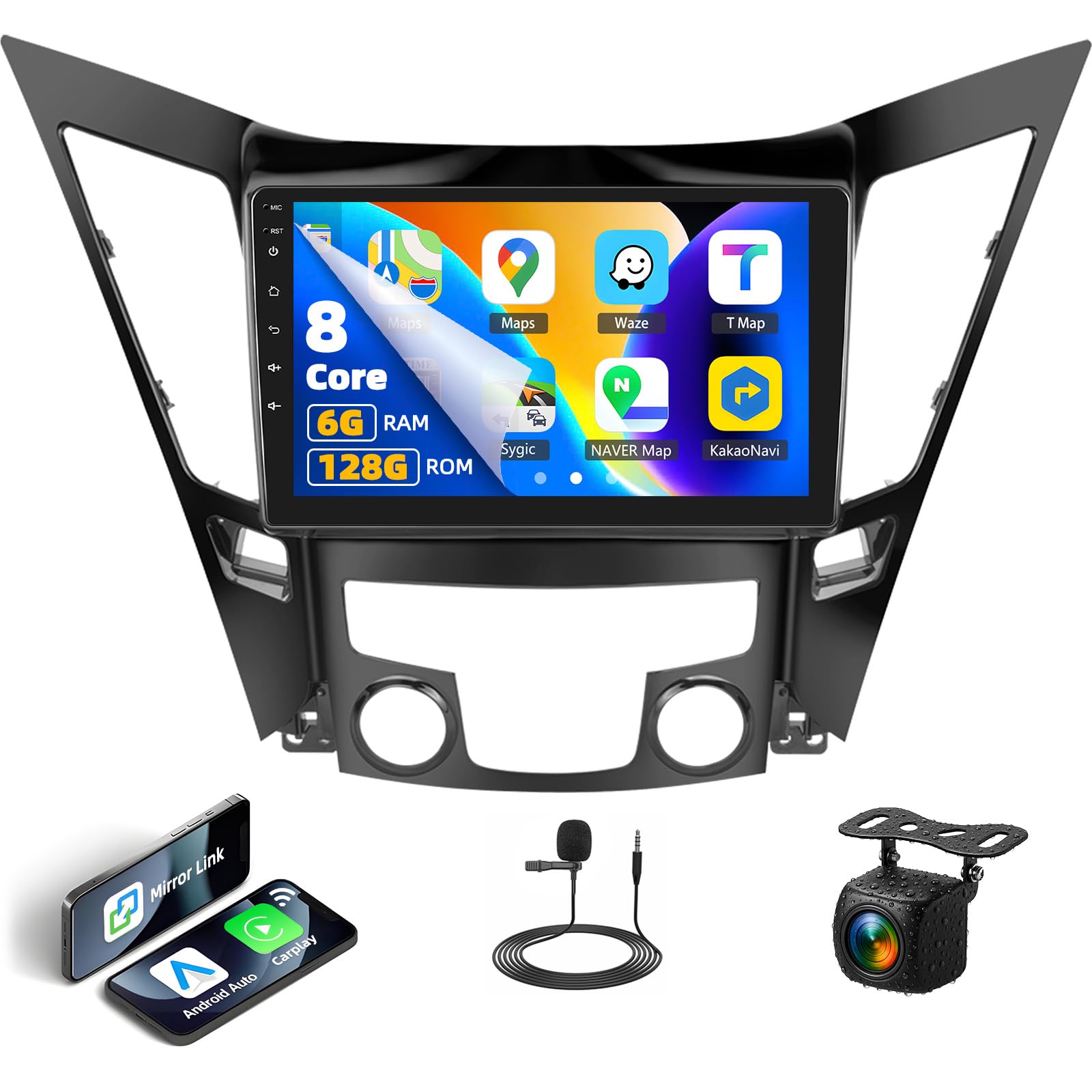 6G+128G, 8 Core, Android 13 Car Stereo for Hyundai Sonata 2010-2015 Radio,Wireless Carplay&Android Auto, 9