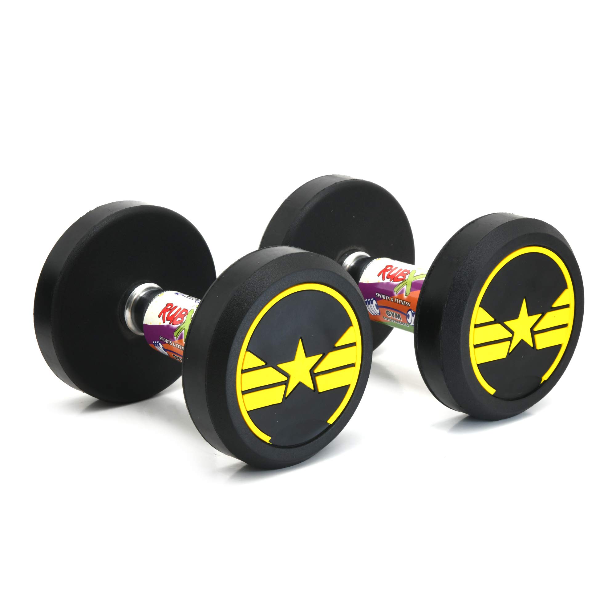 RUBX Rubber Coated Professional Round Dumbbells (Star) (Yellow, 5 KG Pair) (B07XT7NW7Y) Amazon Price History, Amazon Price Tracker