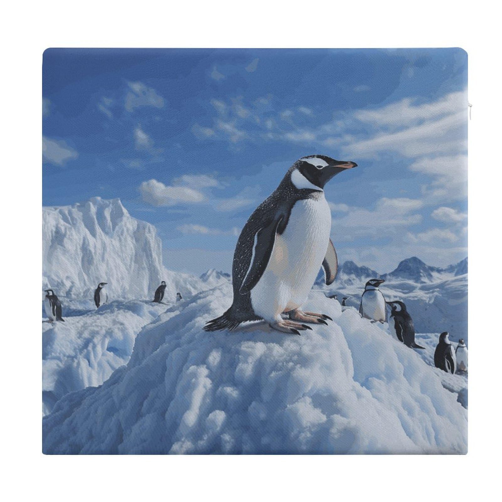 LDGSUPH Snow Mountain Penguin Seat Cushions for Office Chair Cushion Square Pillows Seating Soft Floor Cushions Cozy Couch Cushion Support Memory Foam Chair Pads for Home Travel Car