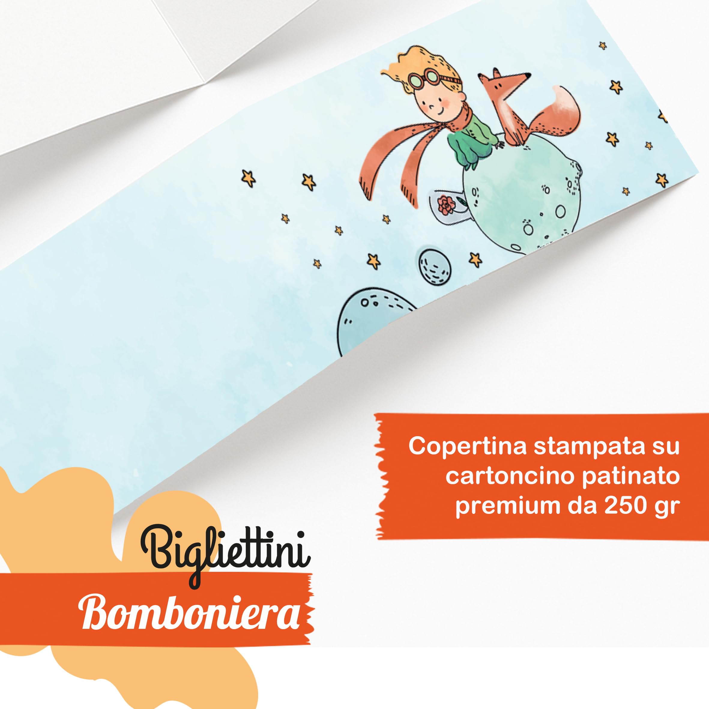Set Bomboniera Nascita Battesimo 50 Bigliettini Personalizzati Con Nome E Data - Ideale Per Bimbo - Tema Celeste