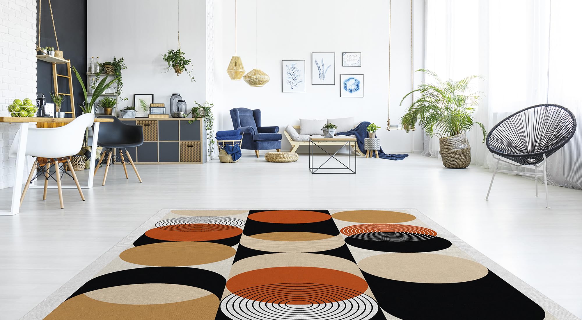 DobleUve Estudio Alfombra Vinílica Orb Noir | Negro | 80x135 cm | Alfombra Cocina Lavable Antideslizante | Alfombra Vinilica | Suelo Vinílico | Alfombra Vinilo Salón