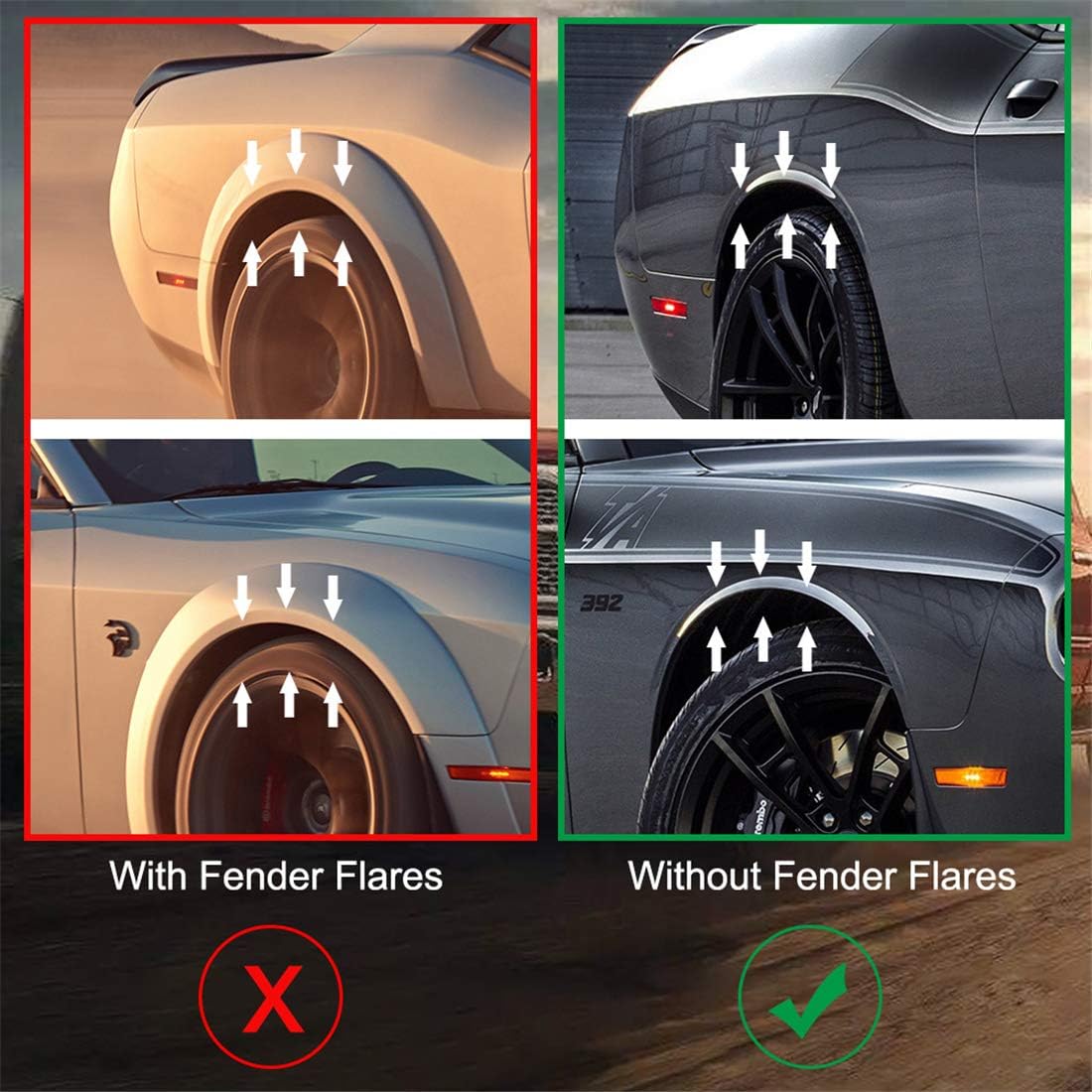 KIWI MASTER Mud Guards Splash Flaps Compatible for 2015-2023 Dodge Challenger Front & Rear Mud Flaps Fender Flaps Heavy Duty Molded 82214141 82214142