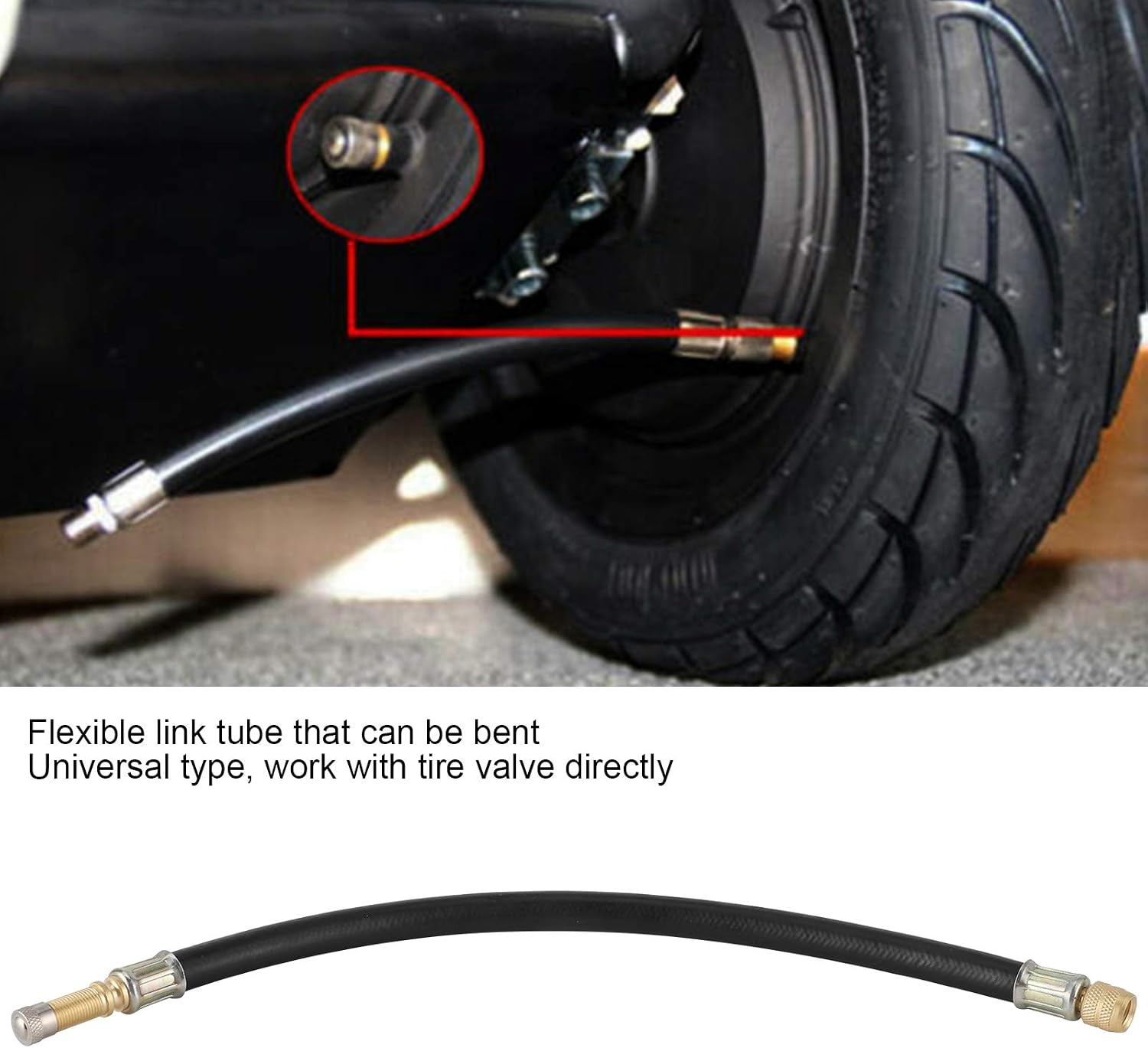 Tire Stem Extender Tire Valve Extension Hose Universal Air Nozzle Adapter Extension Hose Tube Tire Valve Adapter 30cm Length for Car Motorcycle Truck RV