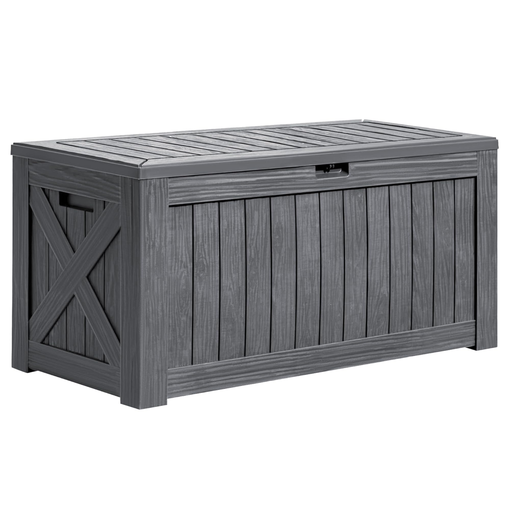 Greesum 120 Gallon Deck Box, Resin Outdoor Storage Container, Gray