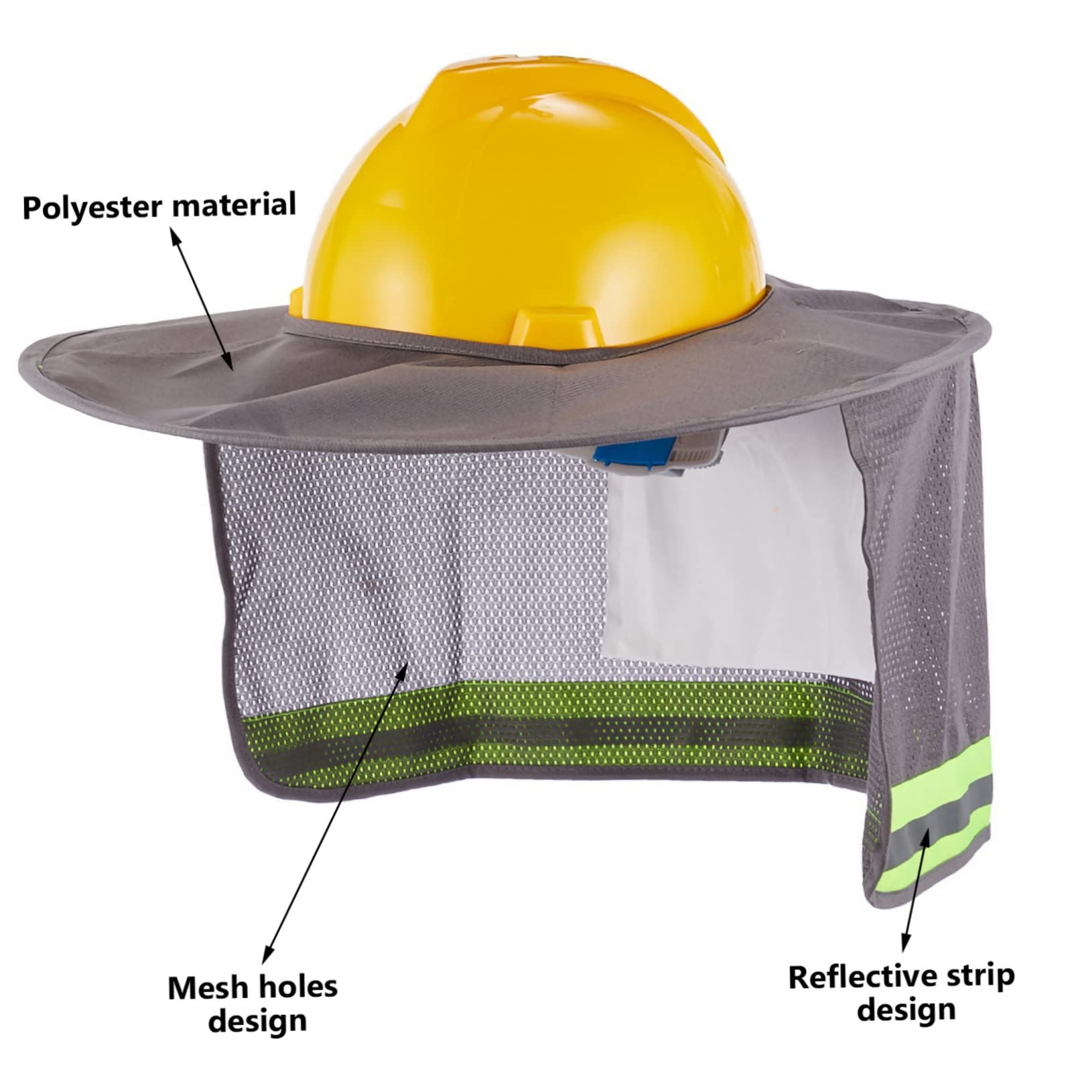 Artibetter 6pièces Casque De Sécurité avec Visière Pare-Soleil Et du Cou Accessoires Réfléchissants pour Casque De Chantier pour Travail Extérieur