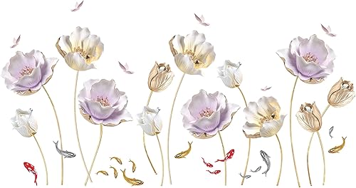 Miniatura 24 de Calcomanías de pared de flores negras extraíbles, calcomanías de pared 3D con diseño floral, diseño bohemio, floral, moderno, calcomanías de pared