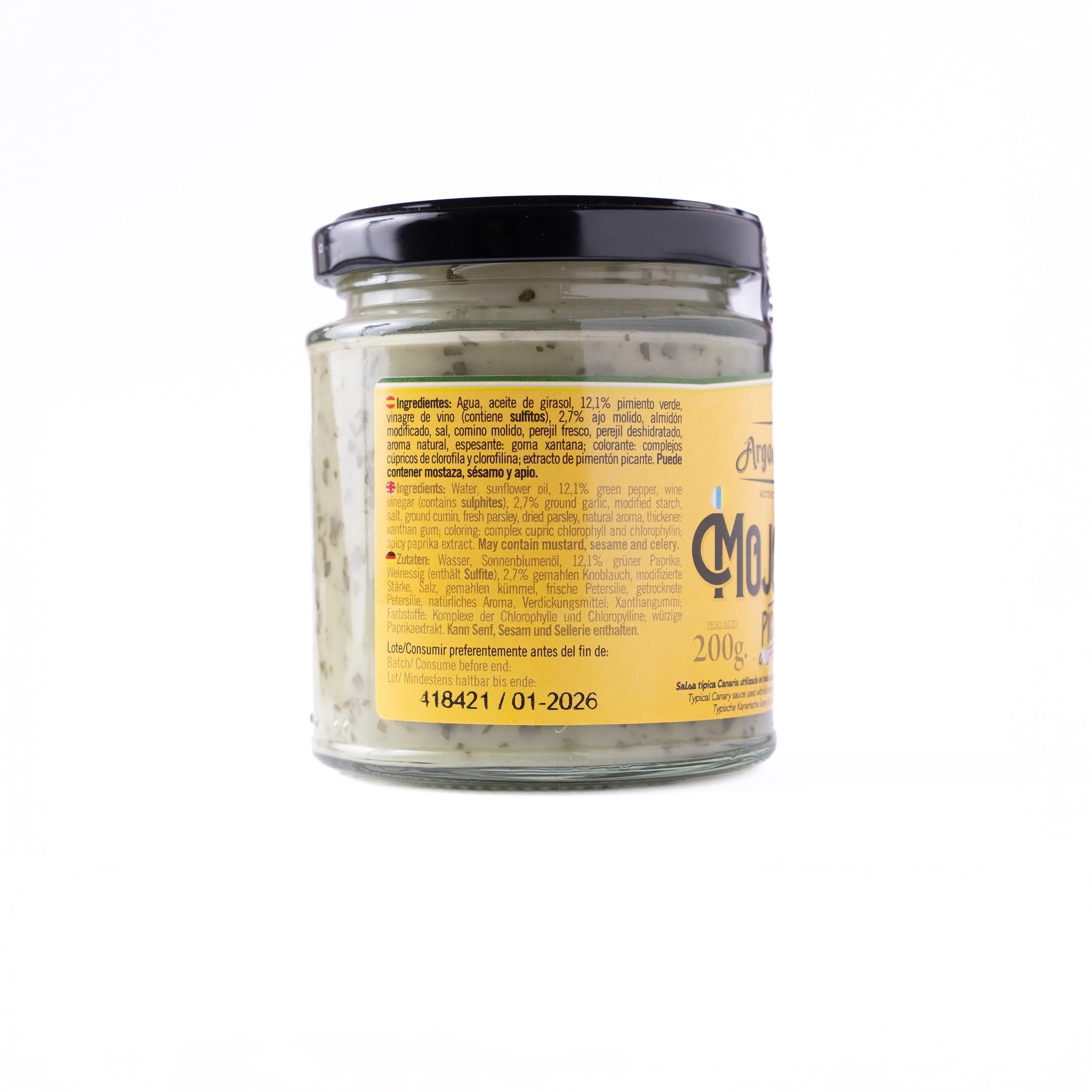 Argodey Fortaleza Mojo Verde Picante 200g - Autentica Salsa Canaria para Untar