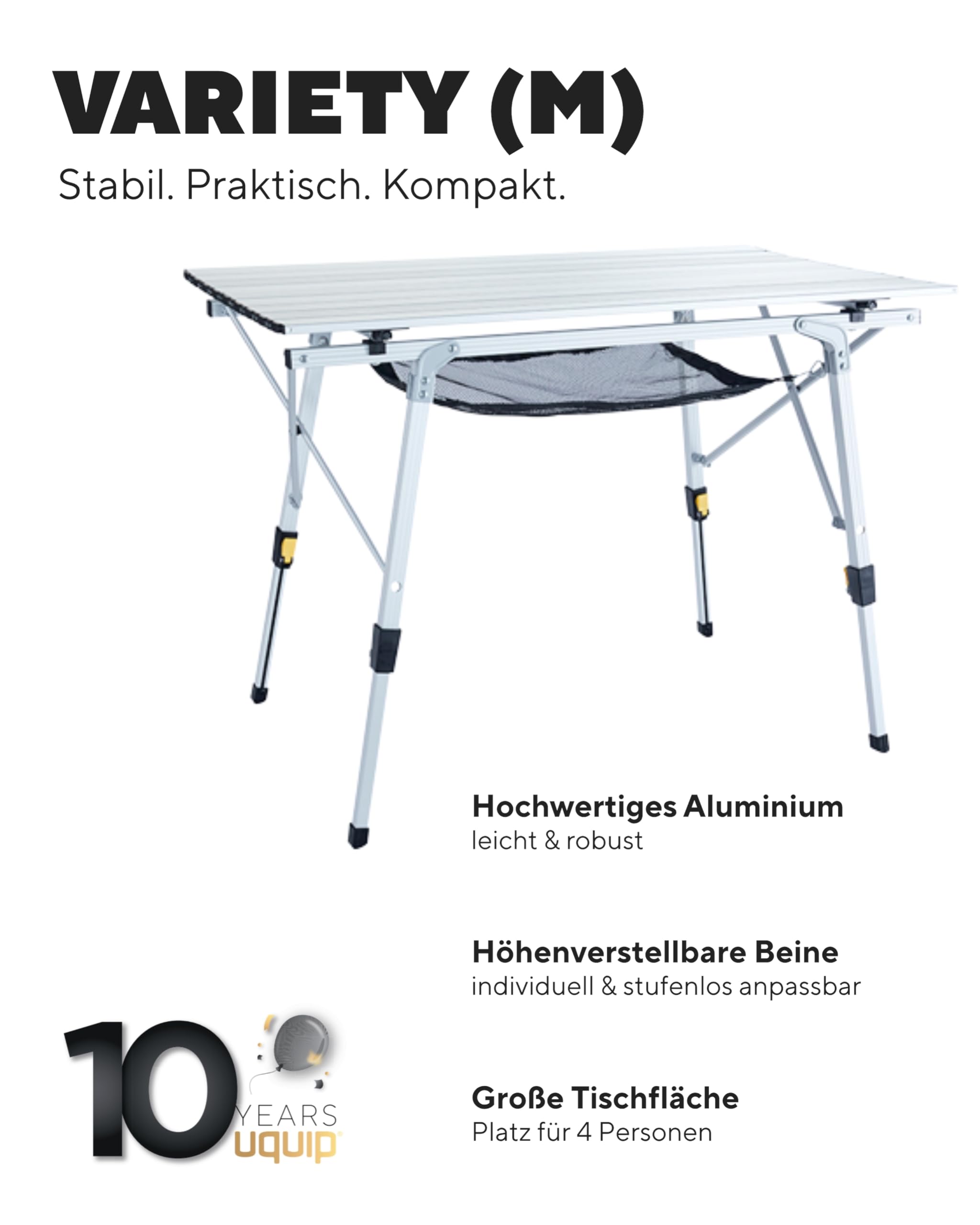Uquip Campingtisch Variety, M, alu-Silber