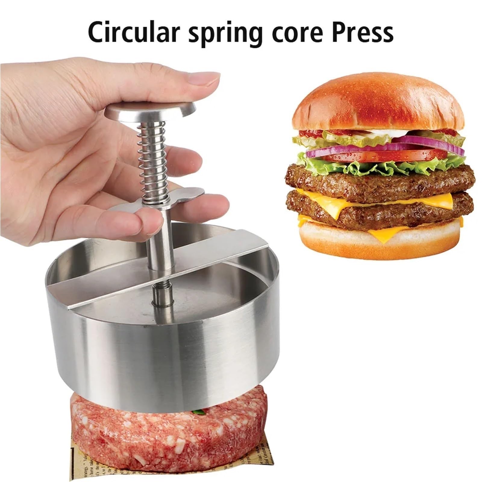 Parrilla, Plancha, Carne, Hamburguesa, Prensa, Herramientas de Cocina, Cerdo, Molde Manual, Fabricante Hamburguesas, Acero Inoxidable 304 para Carne