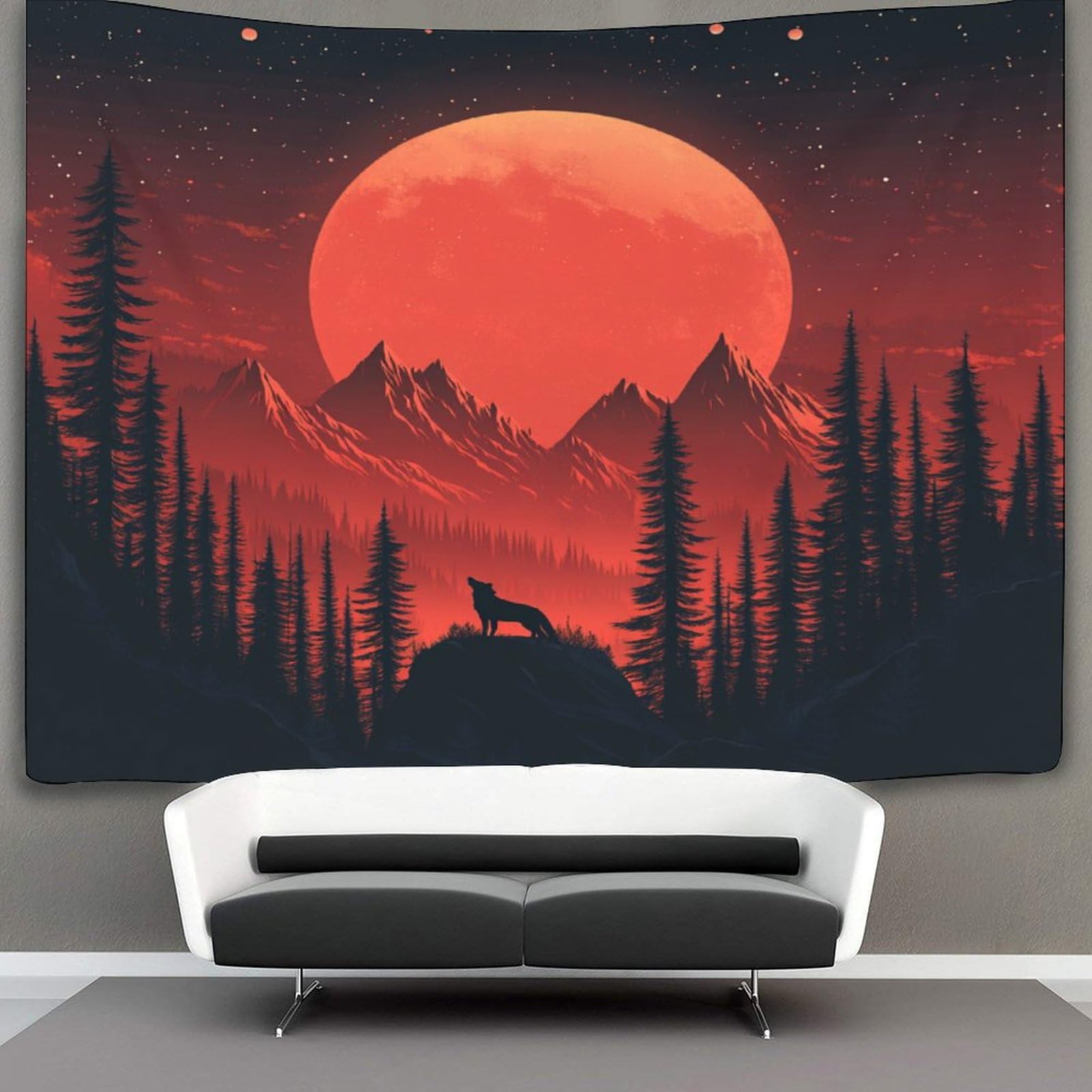 VFKLZCNYR 3D Druck Wolf Wandteppich – 70x100 Cm, Polyester, Als Wandbehang Oder Deko Für Wohnzimmer & Schlafzimmer