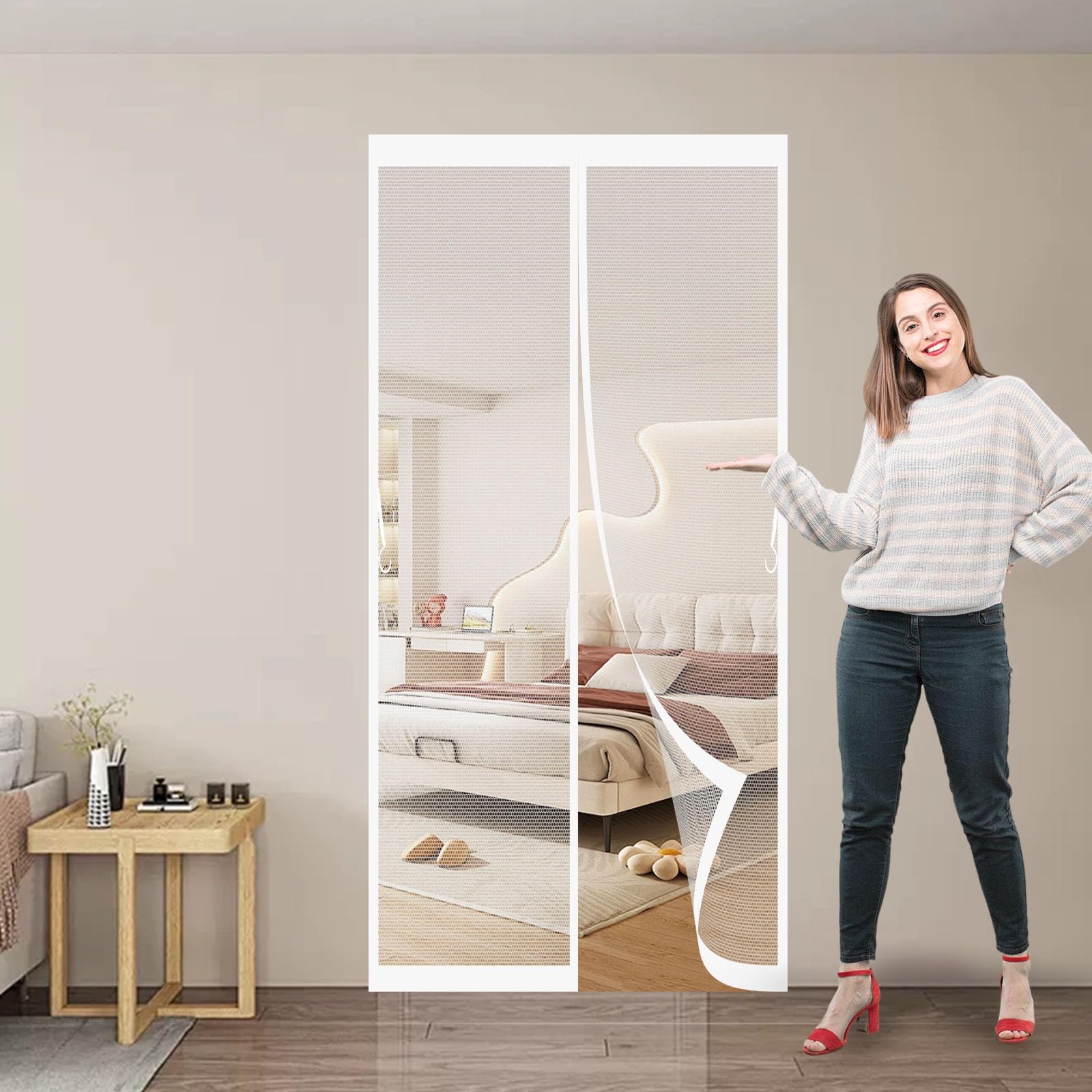Rideau de porte antimoustique blanc pour bloquer les insectes tout en aérant la maison