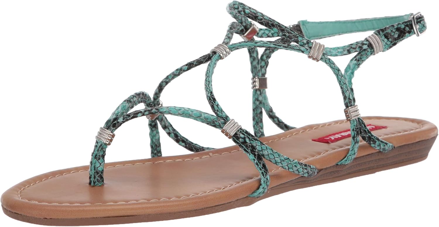 UNIONBAY Women's GREENE Flat Sandals, Mint Snake, 7 M US