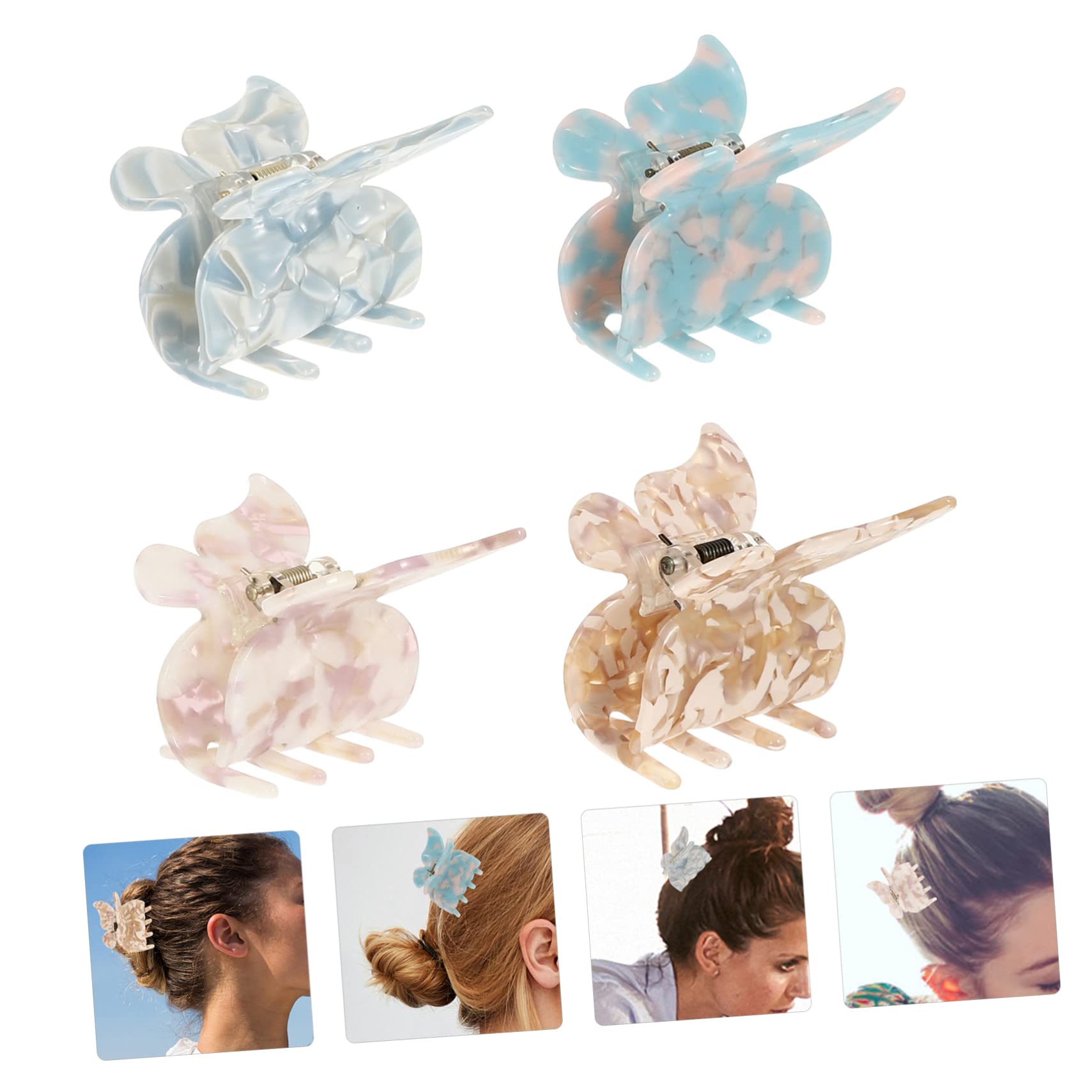 FRCOLOR 16stücke Teiliges Set Schmetterlings-haarklammern Für Damen Haarspangen Wasserblau Blütenkaffee Weiß- Und Blau Stabile Und Langlebige Clips Für Frisuren