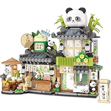 Street View Tea Shop Mini Building Blocks Set, Cute Panda Animals Building Toys Girls 6-12, Simulation Architecture Construction Toy, Birthday Gift for Kids Adults 860PCS