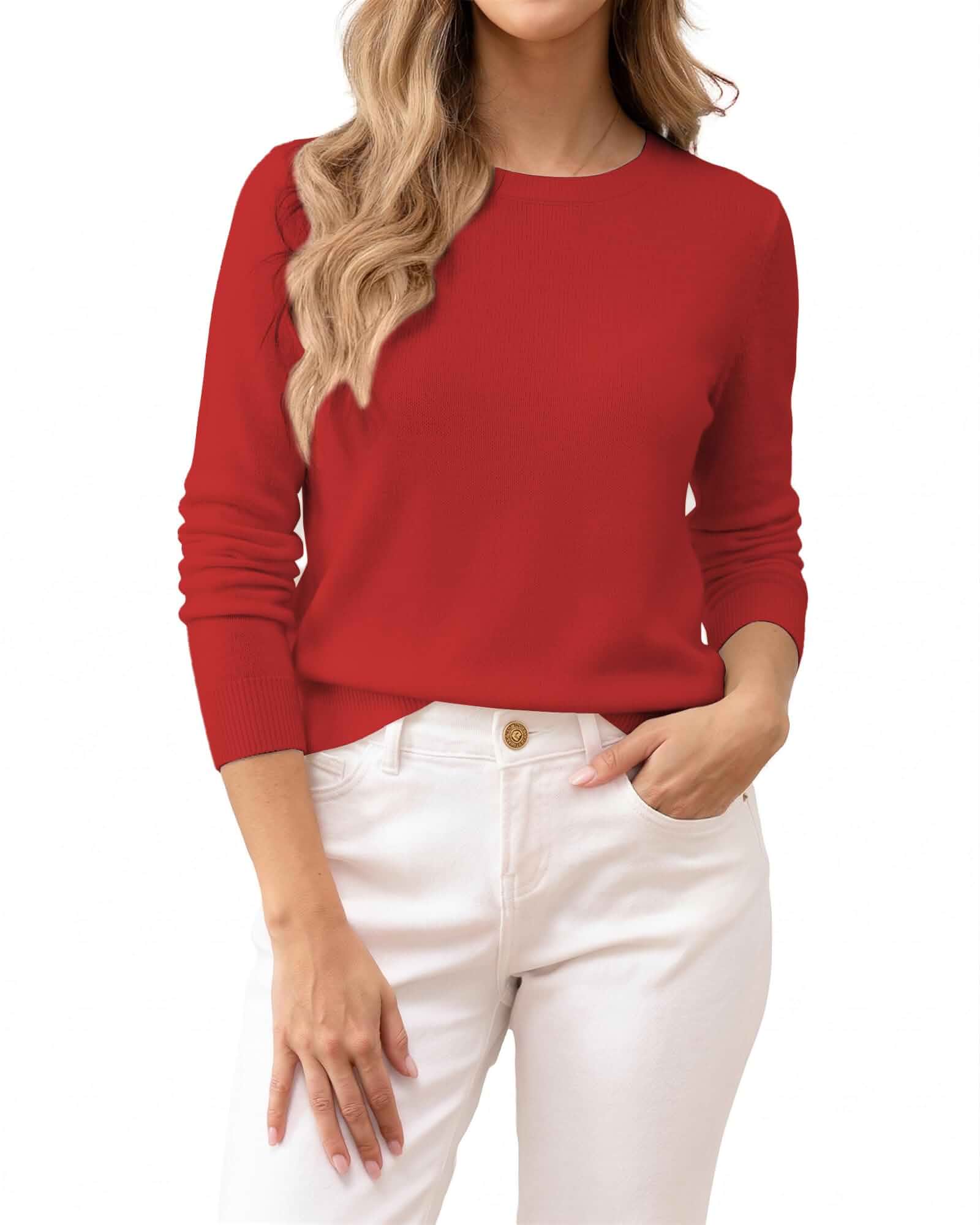 Women's 100% Cotton Sweaters Long Sleeve Lightweight Knit Solid Soft Pullover Tops Adult · Long Sleeve
