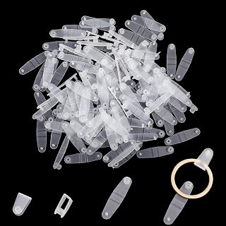 HJZHI 100 Pcs Plastic Keychain Clips, Clear Keychain Connector for Credit Card Plastic Snap Jump Rings Office Snap Tabs Keychains for DIY Crafts Crafts Jewelry Making