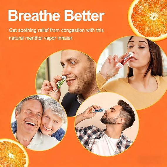 vamy Nose Inhaler Stick, Nasal Stick Boost Energy Set, Natural Mint Nasal Sticks for Breathing Enhance Focus & Breathe Better, Provides Fresh Cooling Sensation