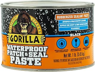 Gorilla Waterproof Patch & Seal Rubberized Sealant Paste, Black, 1lb Can (Pack of 1)