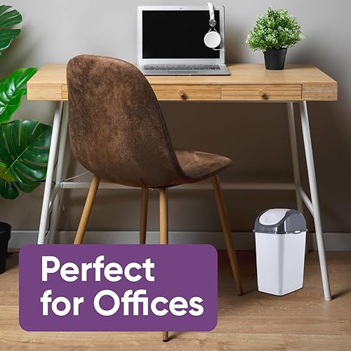 Miniatura 7 de Superio Bote de basura de plástico de 4.5 galones con tapa, grishumo, 2 pulgadas